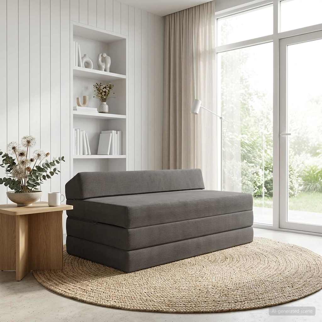 Skládací pohovka postel Tmavě šedá 120 x 60 x 49 cm Textil