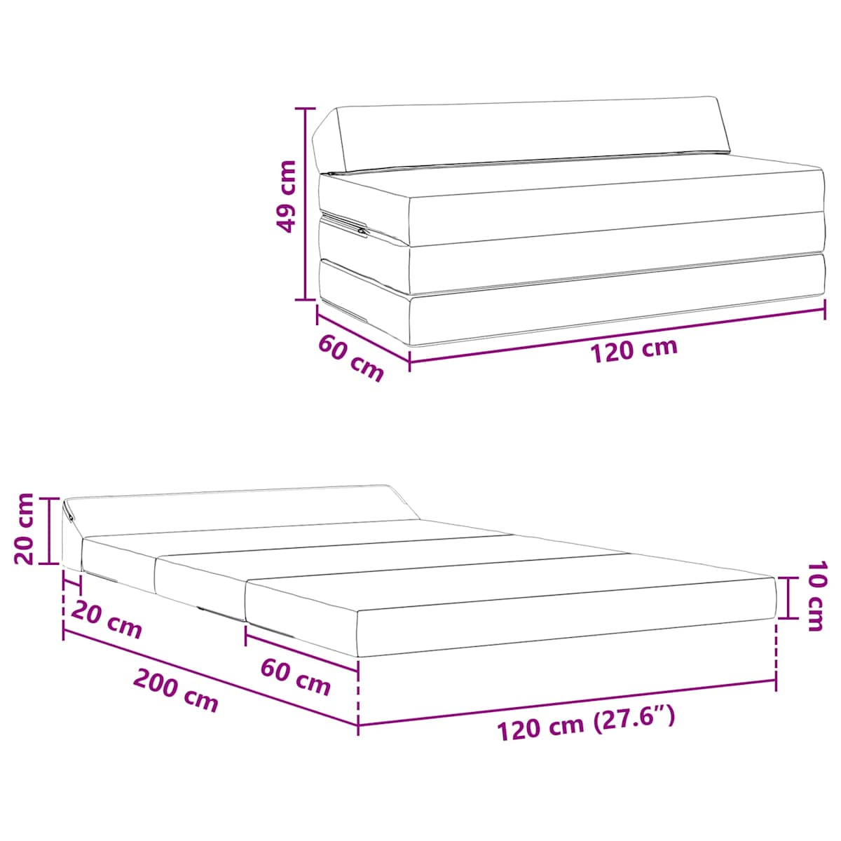 Samlebar Sofa Seng 2-personers Stof - Billede 10