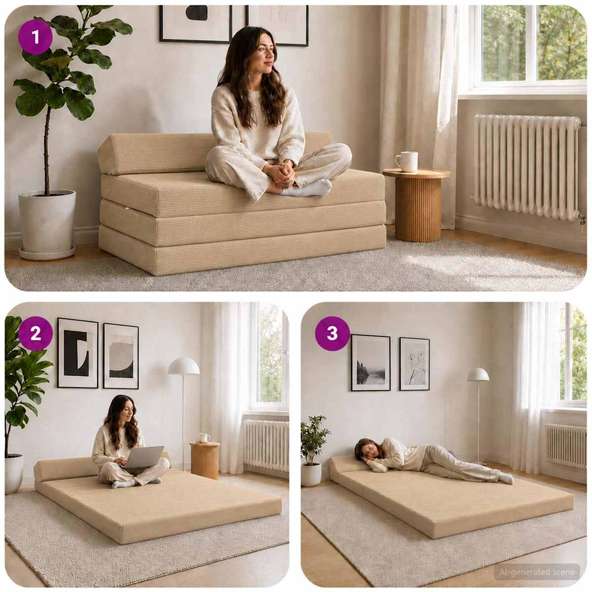 Samlebar Sofa Seng 2-personers Stof - Billede 8