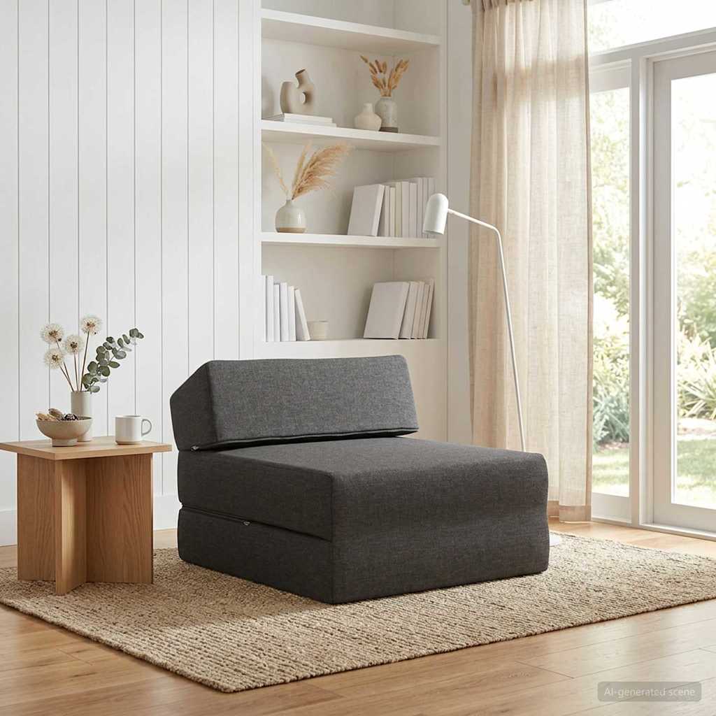 Skládací pohovka postel Tmavě šedá 60 x 70 x 41 cm Textil