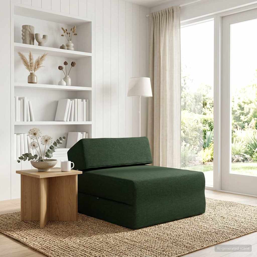 Skládací pohovka postel Tmavě zelená 60 x 70 x 41 cm Textil