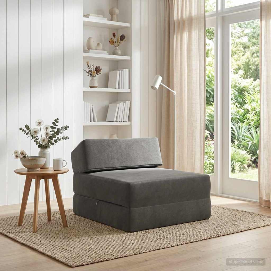 Skládací pohovka postel Tmavě šedá 60 x 70 x 41 cm Textil