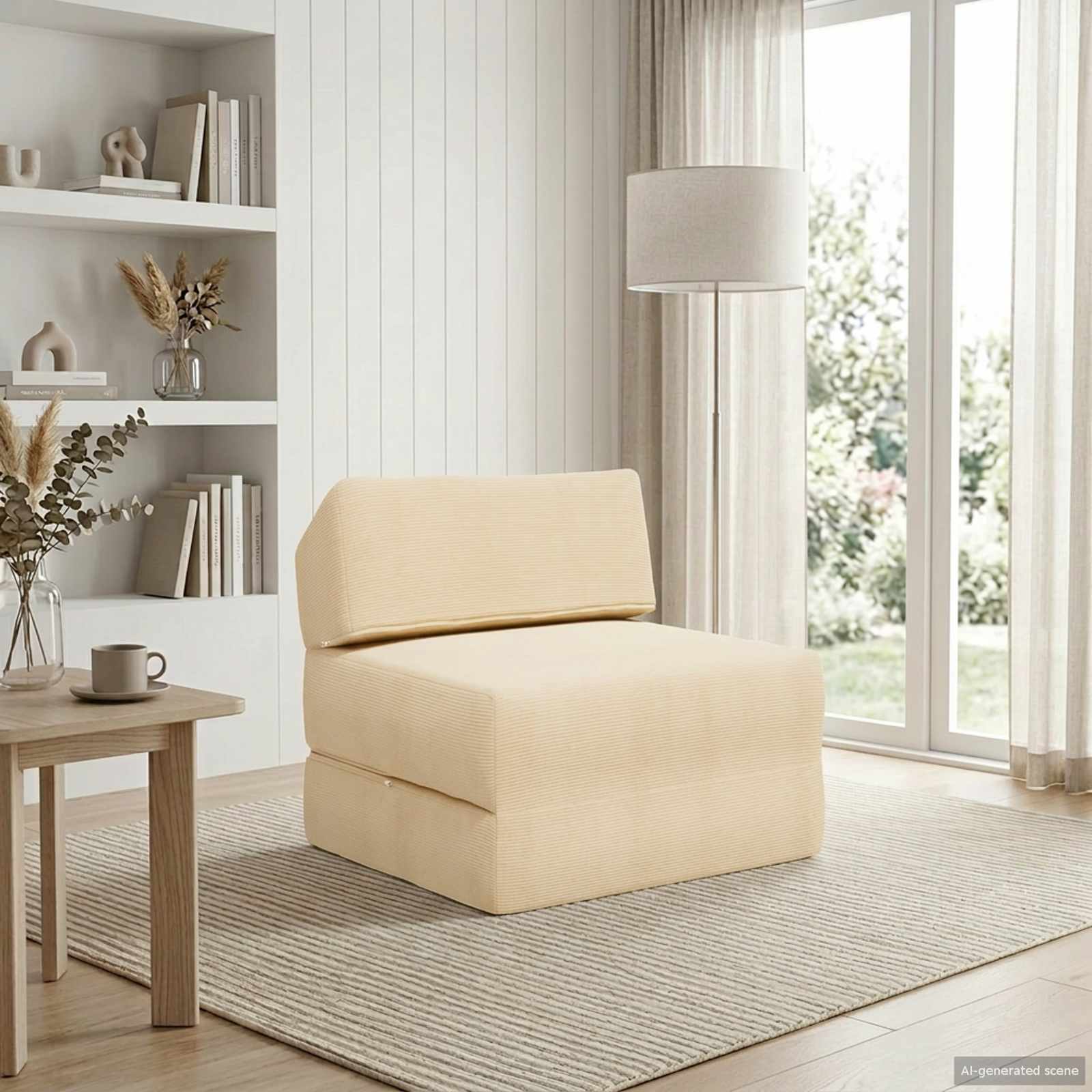Skládací pohovka postel Krémová 60 x 70 x 41 cm Textil