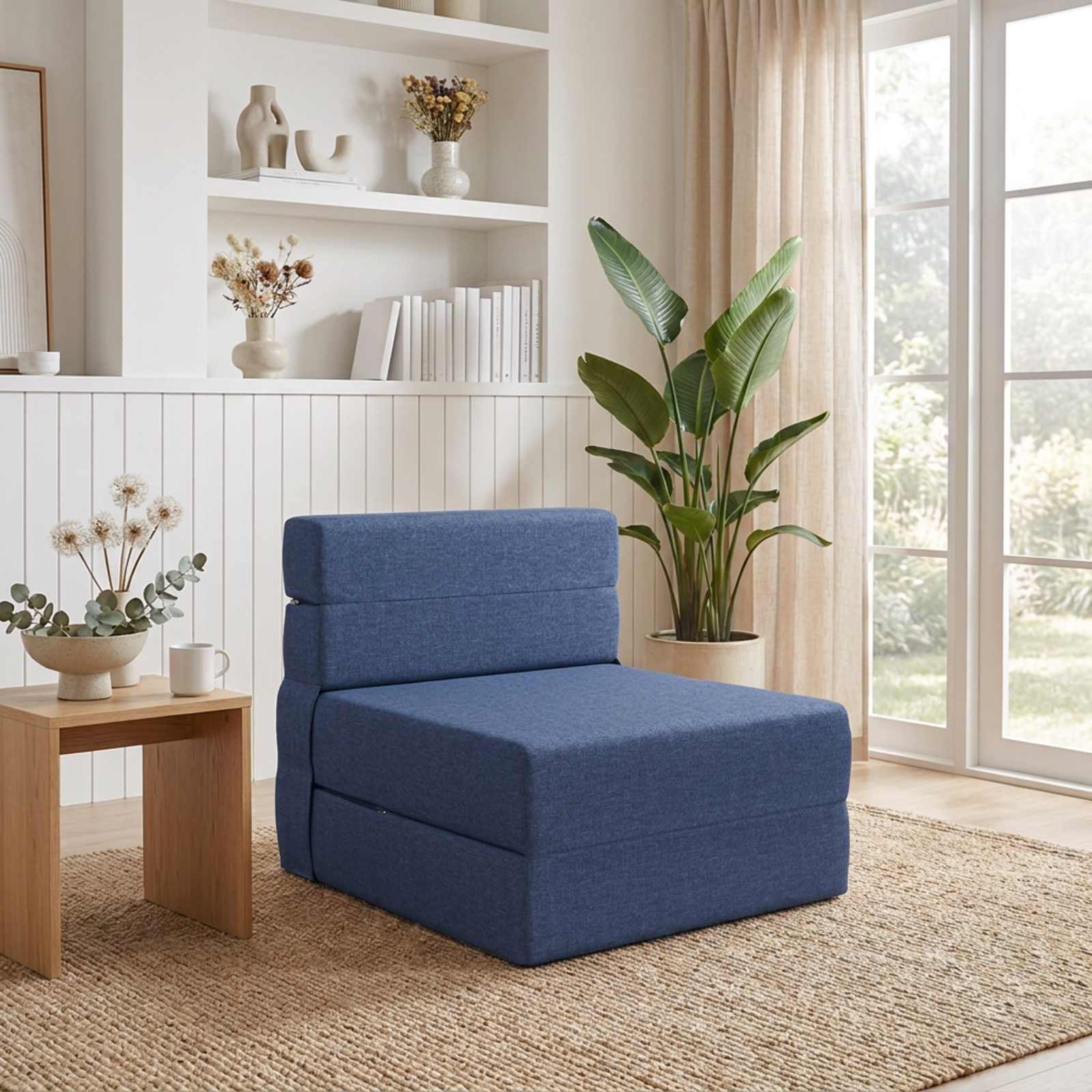 Κρεβάτι Καναπέ Αναδιπλούμενο Μπλε 70 x 72 x 60 cm Ύφασμα