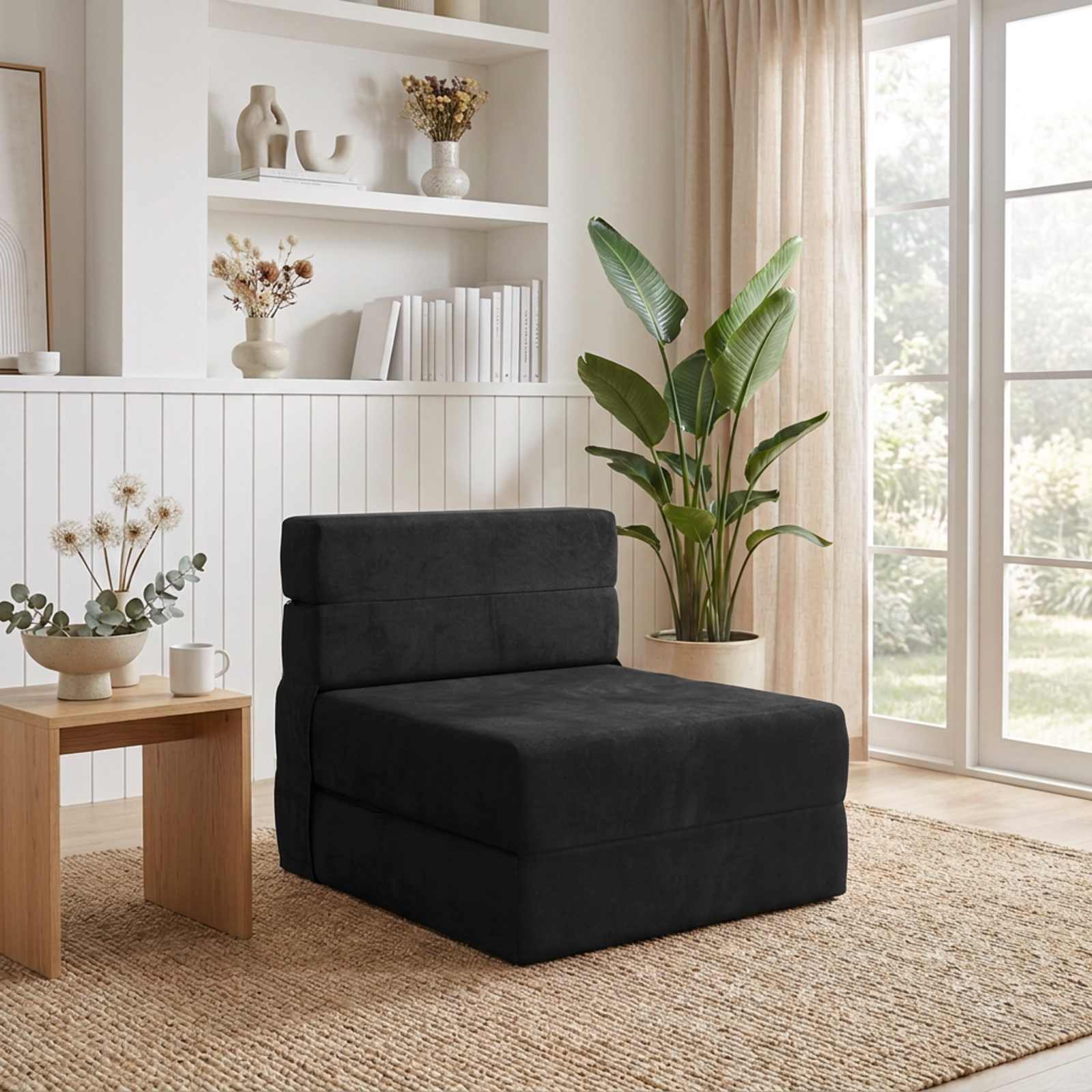 Κρεβάτι Καναπέ Αναδιπλούμενο Μαύρο 70 x 72 x 60 cm Ύφασμα