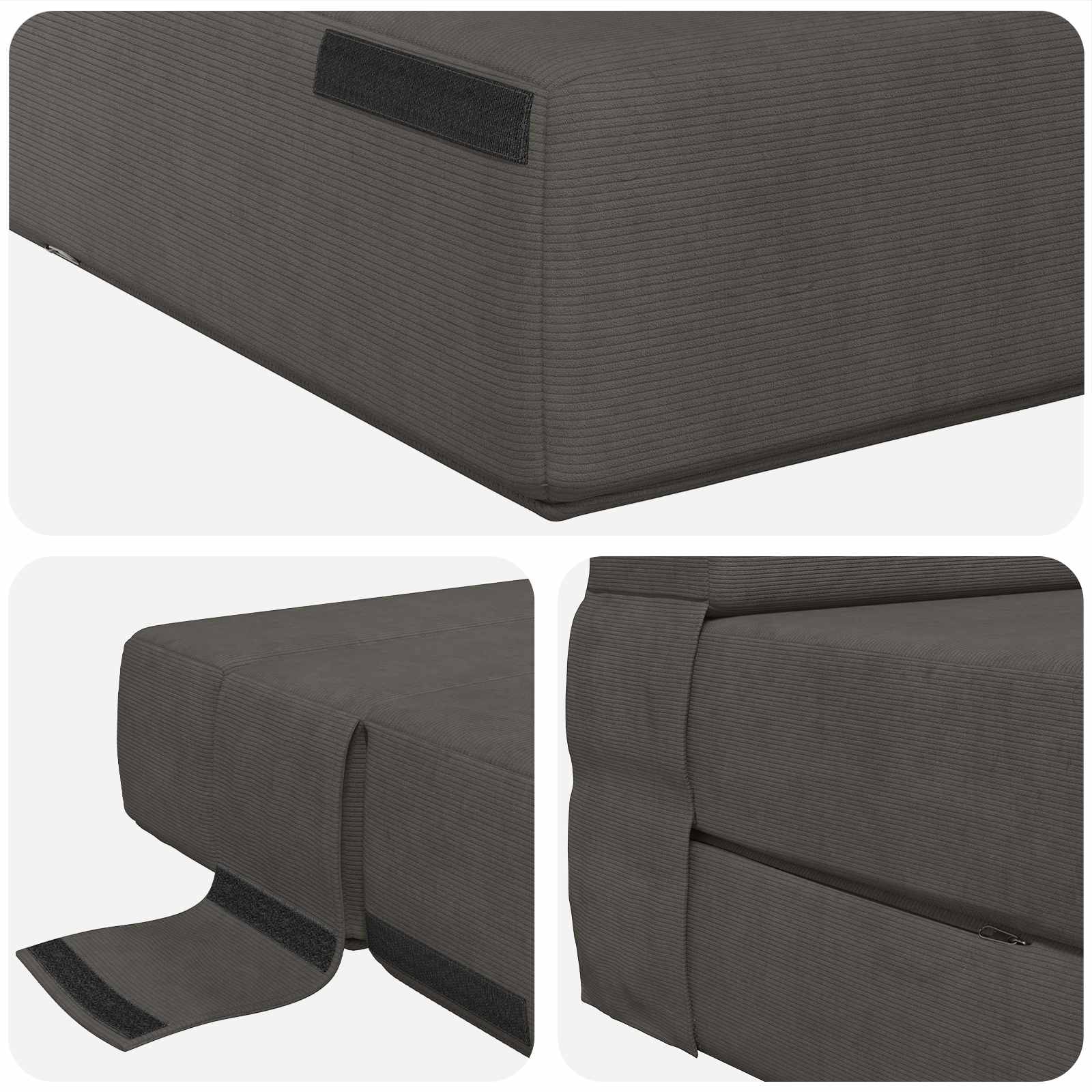 Skládací pohovka postel Tmavě šedá 70 x 72 x 60 cm Textil - obrázek 6