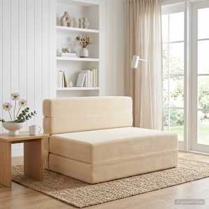 Skládací pohovka postel Krémová 70 x 72 x 60 cm Textil - obrázek 1