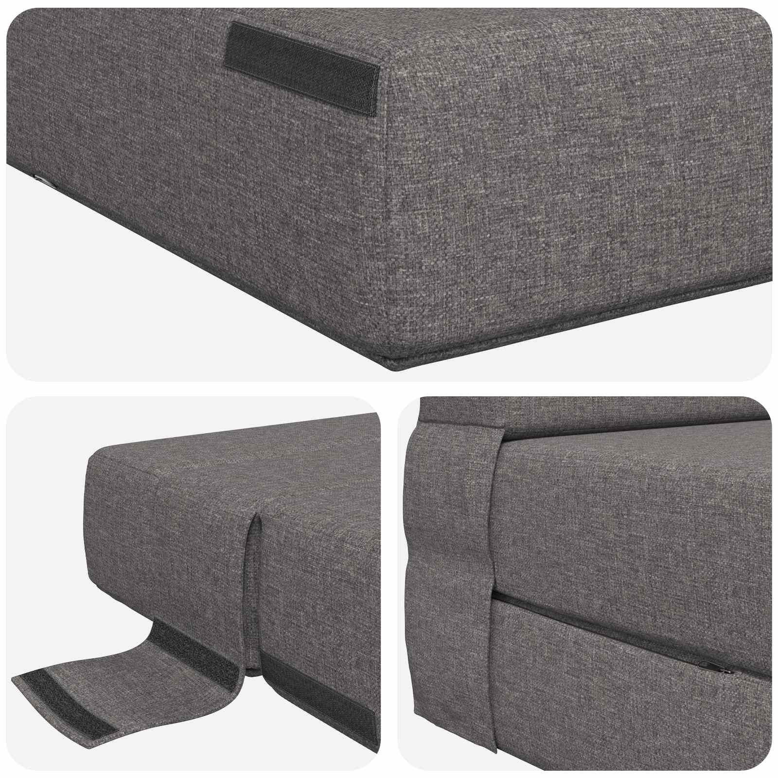 Zložljiva sedežna postelja Svetlo siva 190 x 70 x 15 cm blago - slika 5