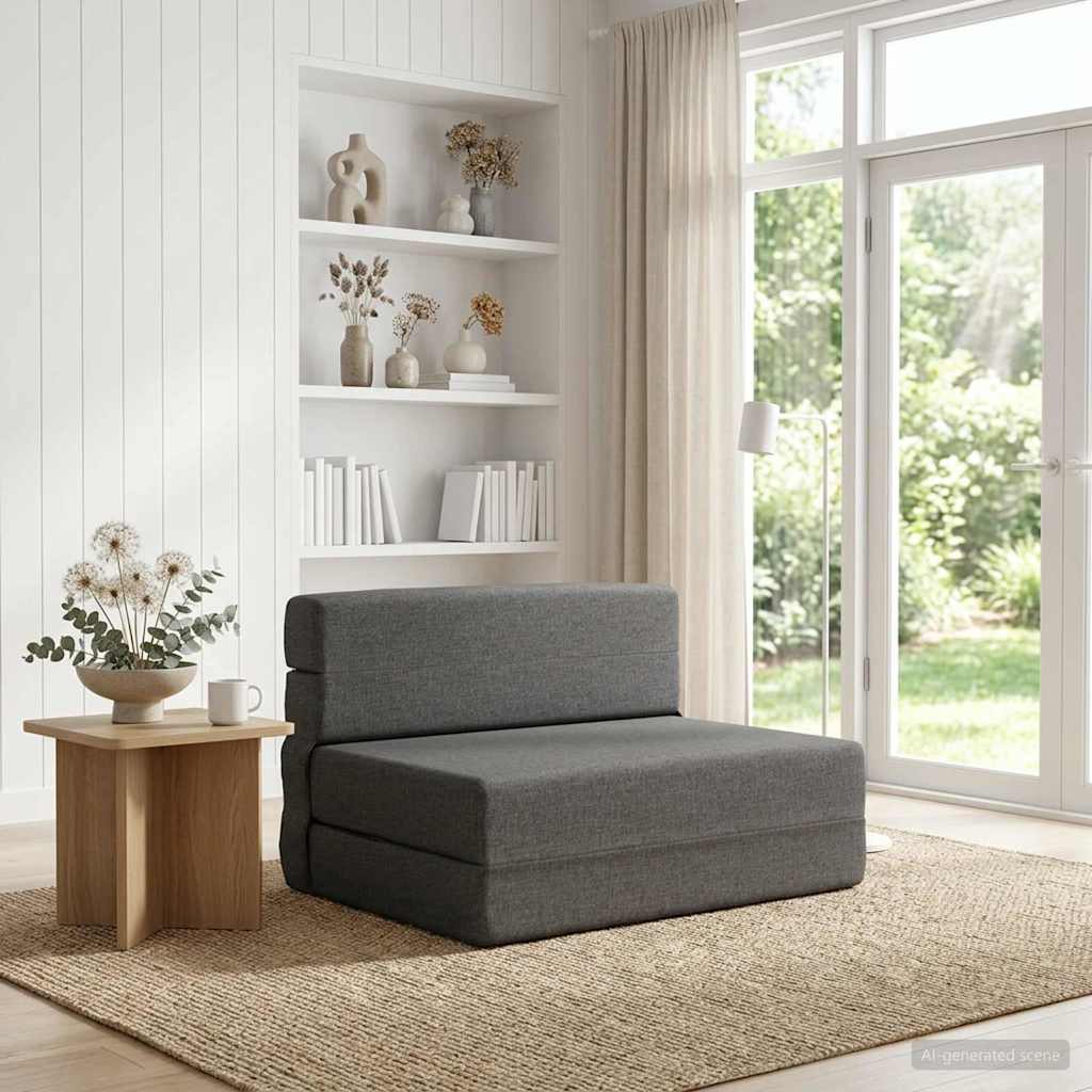 Skládací pohovka postel Světle šedá 100 x 80 x 60 cm Textil