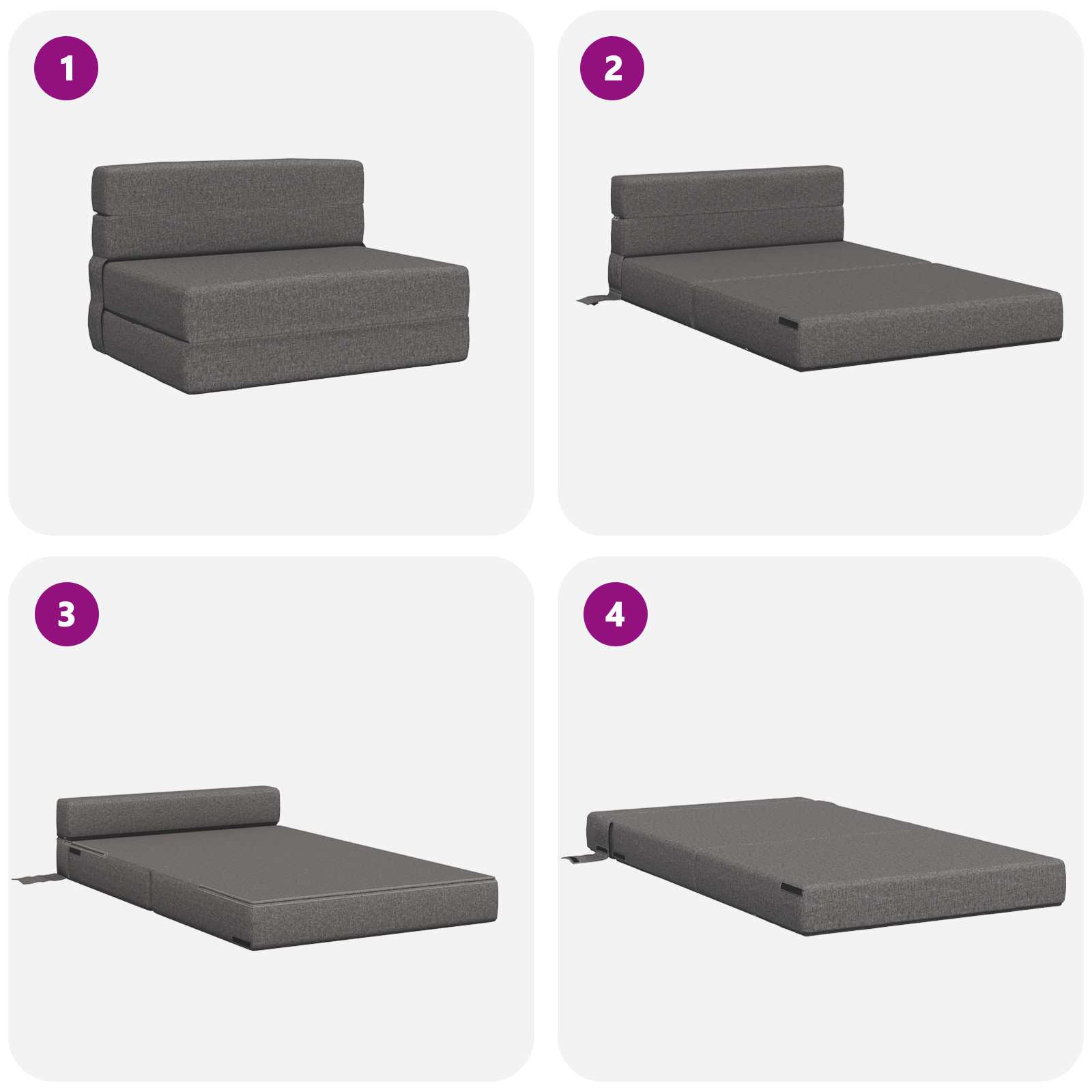 Zložljiva sedežna postelja Svetlo siva 190 x 70 x 15 cm blago - slika 6