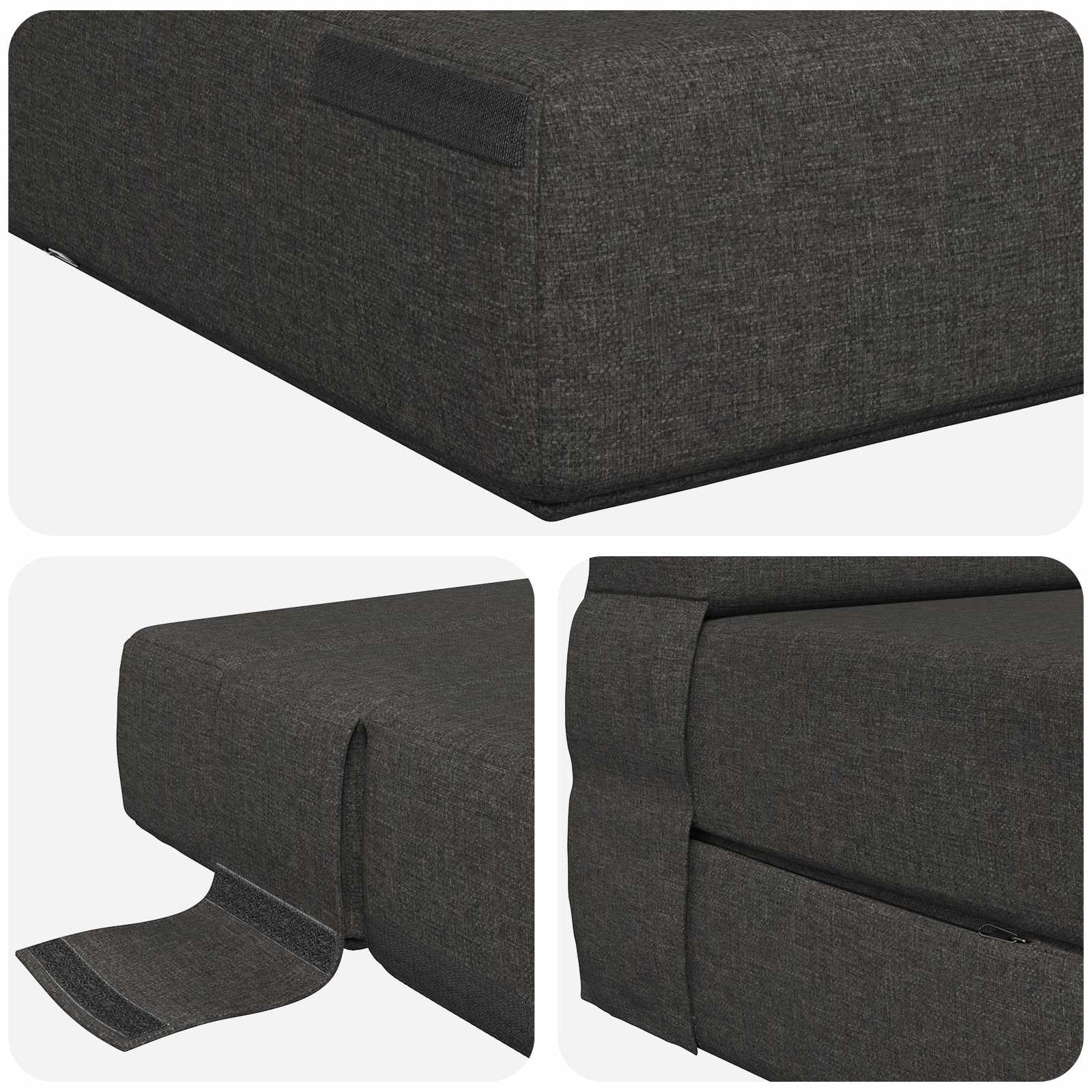 Zložljiva sedežna postelja Temno siva 190 x 70 x 15 cm blago - slika 5