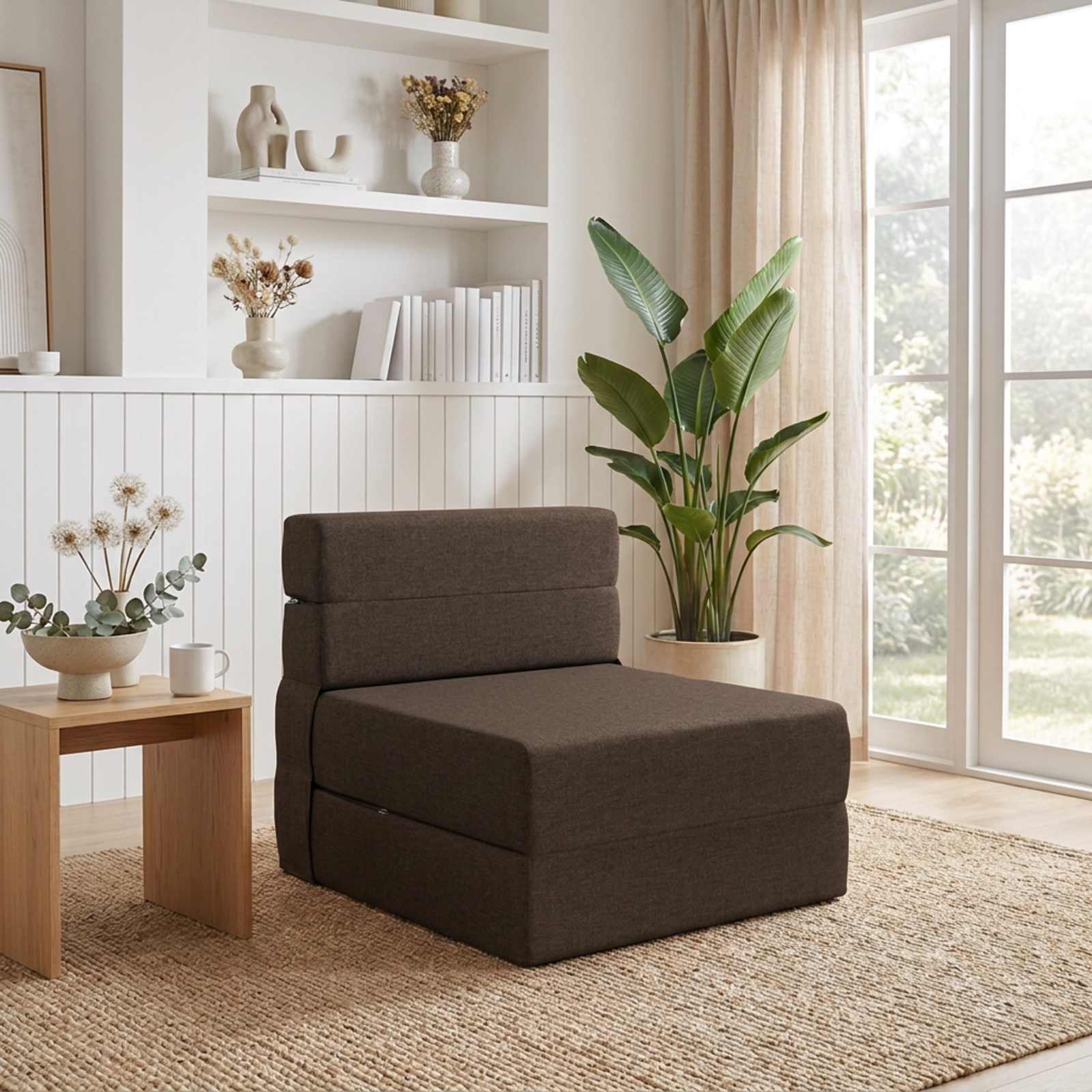 Κρεβάτι Καναπέ Αναδιπλούμενο Taupe 70 x 80 x 60 cm Ύφασμα