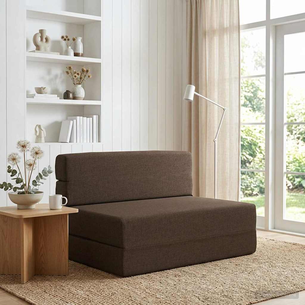 Skládací pohovka postel Taupe 100 x 80 x 60 cm Textil