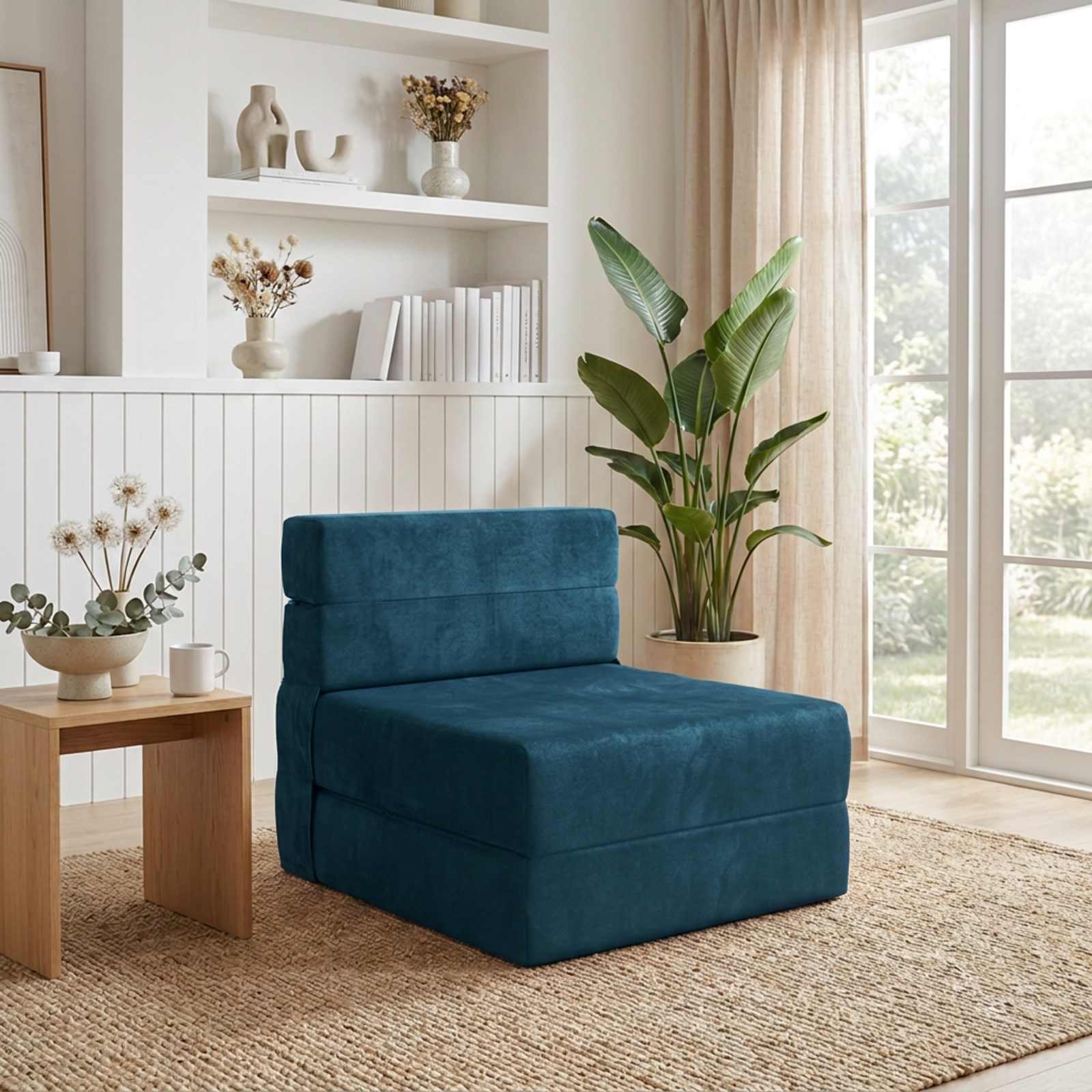 Κρεβάτι Καναπέ Αναδιπλούμενο Μπλε 70 x 80 x 60 cm Ύφασμα