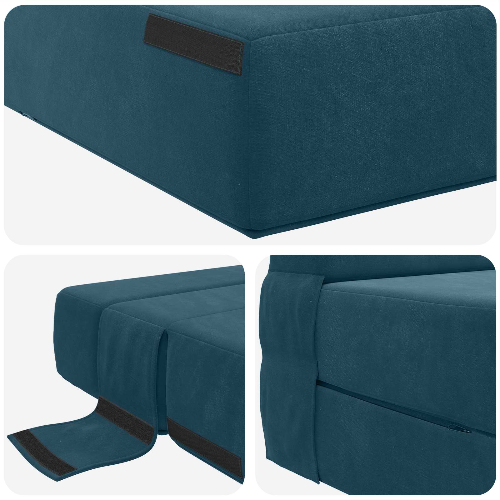 Zložljiva sedežna postelja Modra 190 x 70 x 15 cm Žamet - slika 5