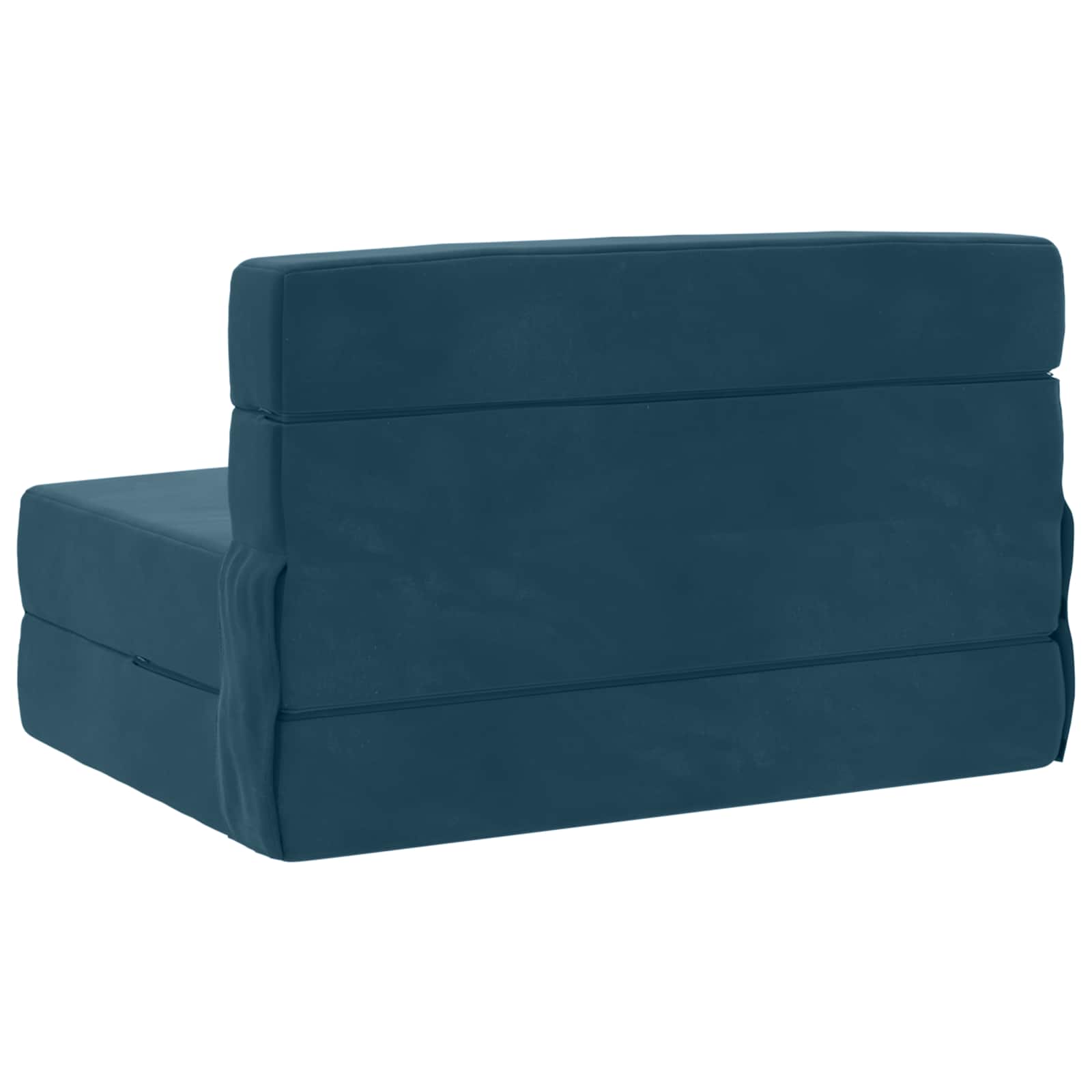 Zložljiva sedežna postelja Modra 190 x 70 x 15 cm Žamet - slika 4