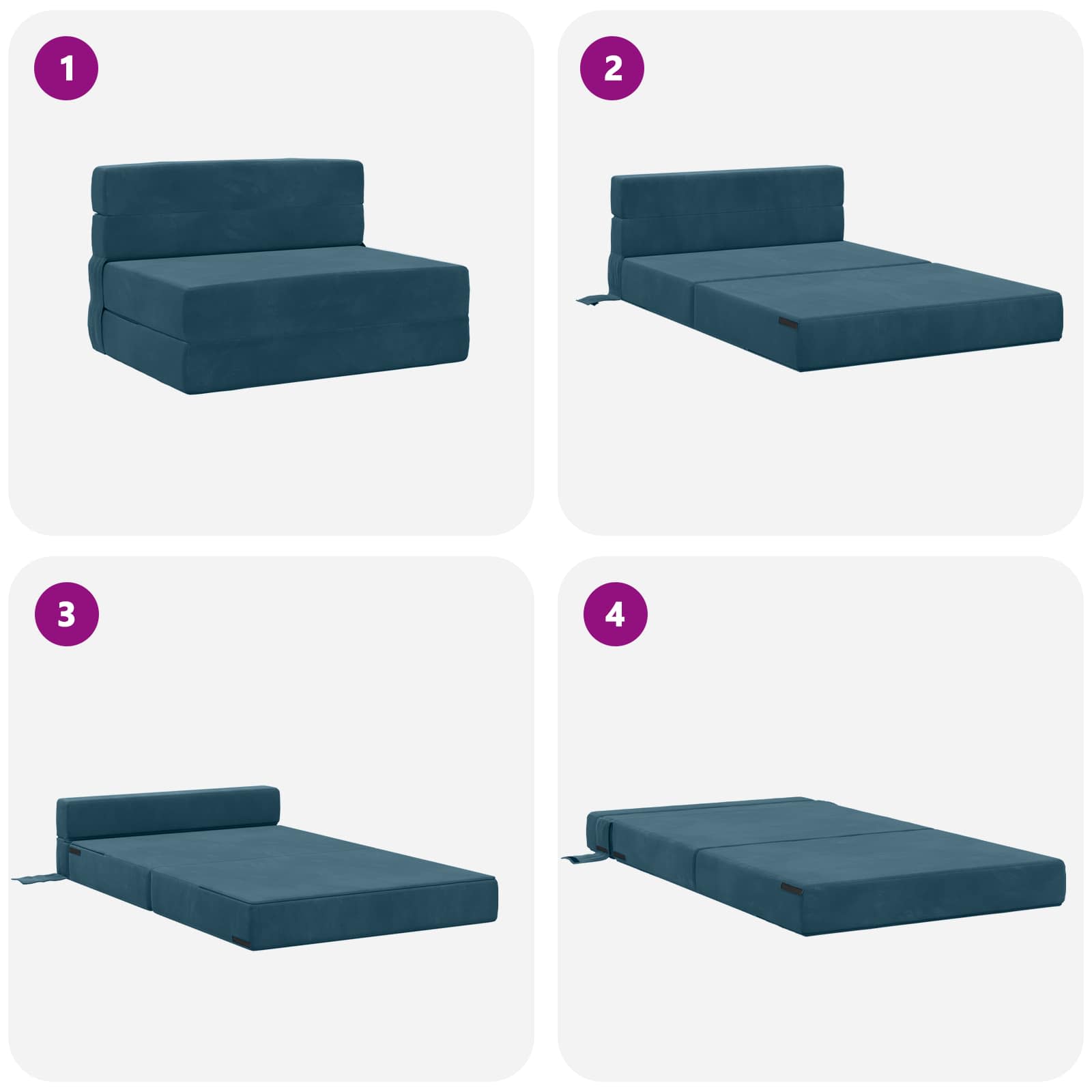 Zložljiva sedežna postelja Modra 190 x 70 x 15 cm Žamet - slika 6