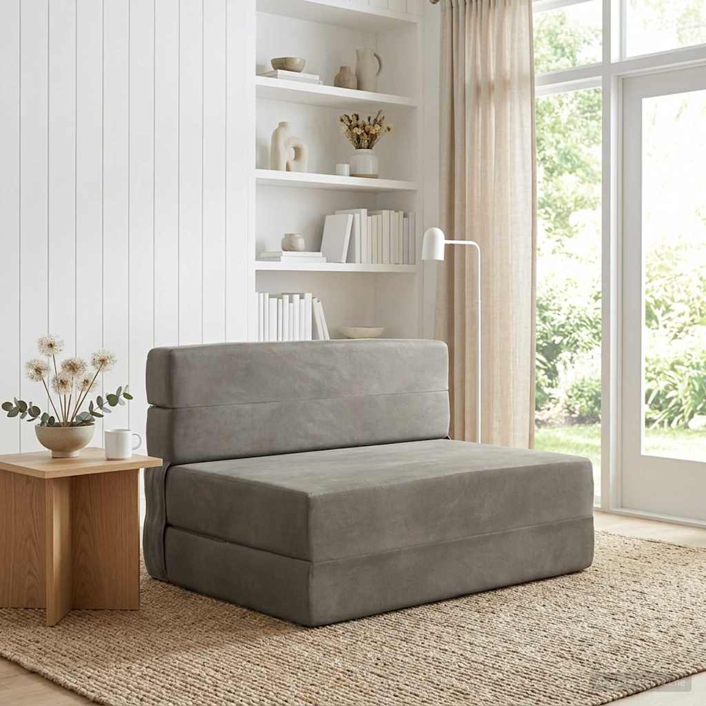 Skládací pohovka postel Světle šedá 100 x 80 x 60 cm Textil
