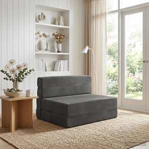 Skládací pohovka postel Tmavě šedá 100 x 80 x 60 cm Textil - obrázek 1