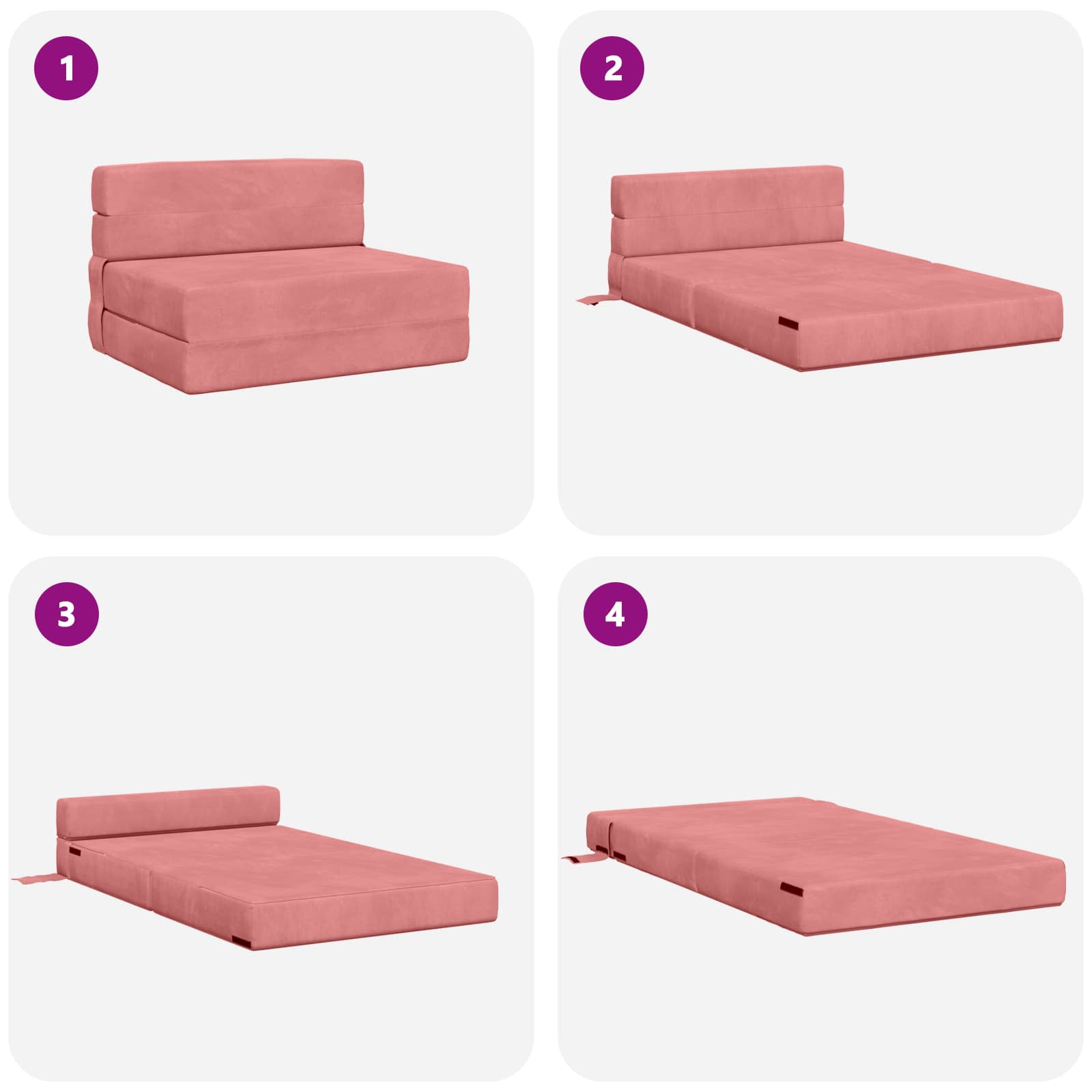 Zložljiva sedežna postelja Roza 190 x 70 x 15 cm Žamet - slika 6