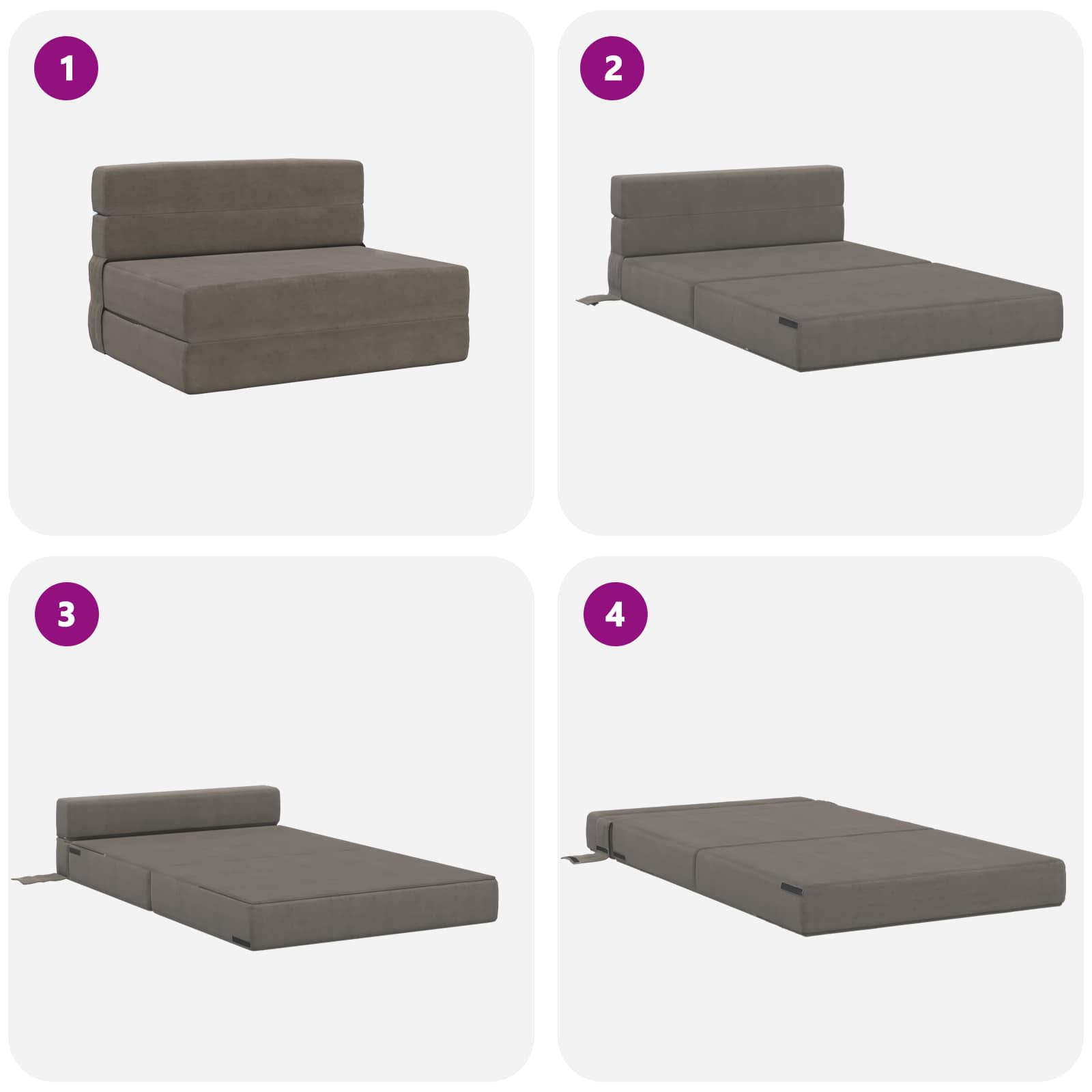 Zložljiva sedežna postelja Svetlo siva 190 x 70 x 15 cm - slika 6