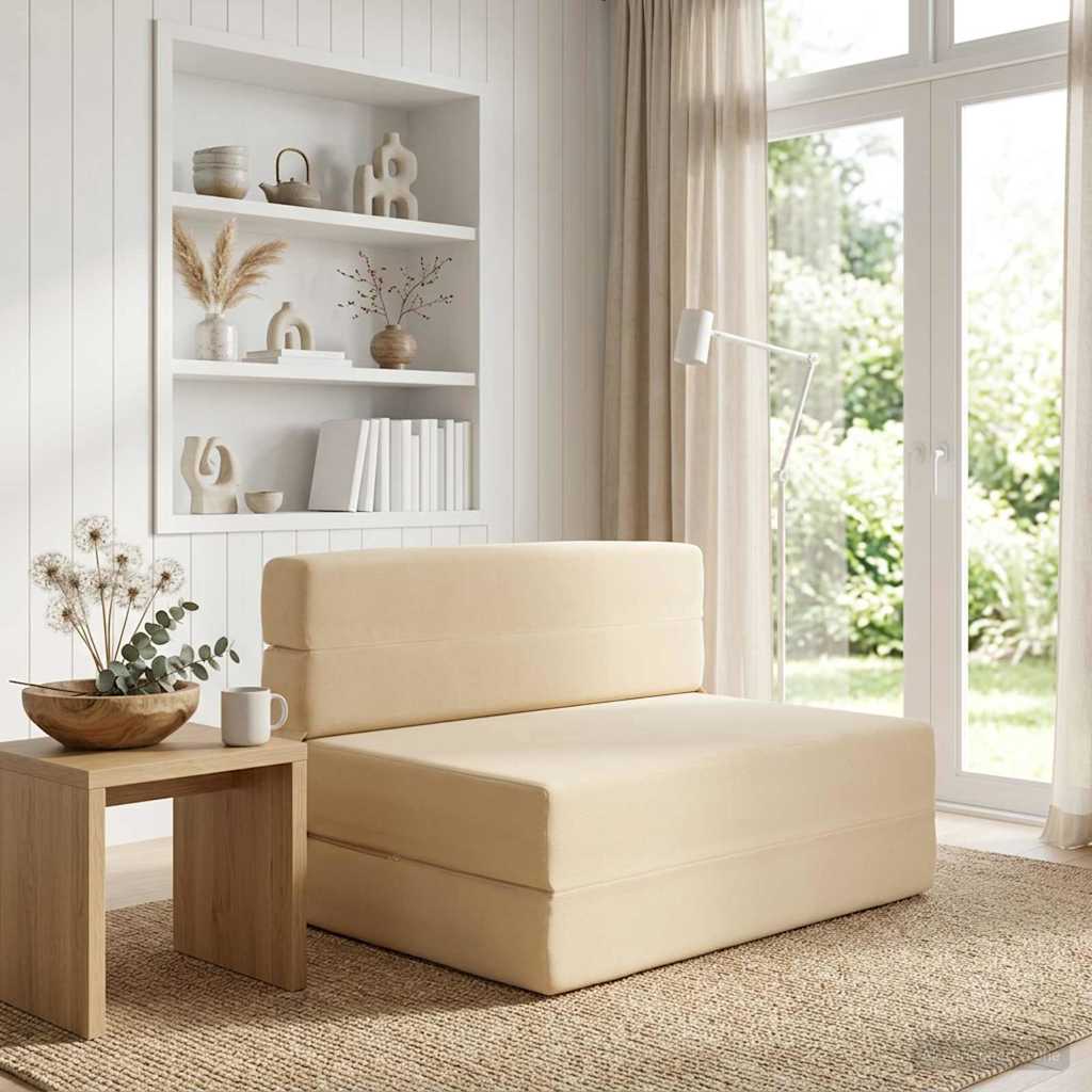 Skládací pohovka postel Krémová 100 x 80 x 60 cm Textil
