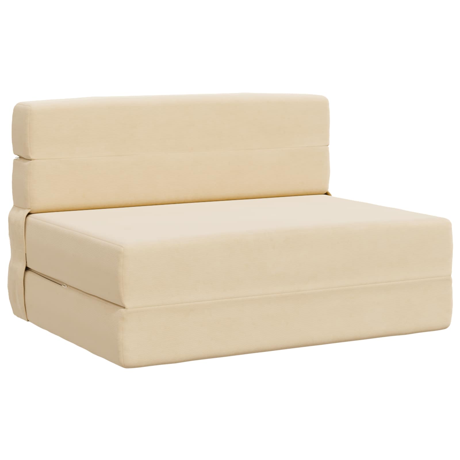 Zložljiva sedežna postelja krema 190 x 70 x 15 cm