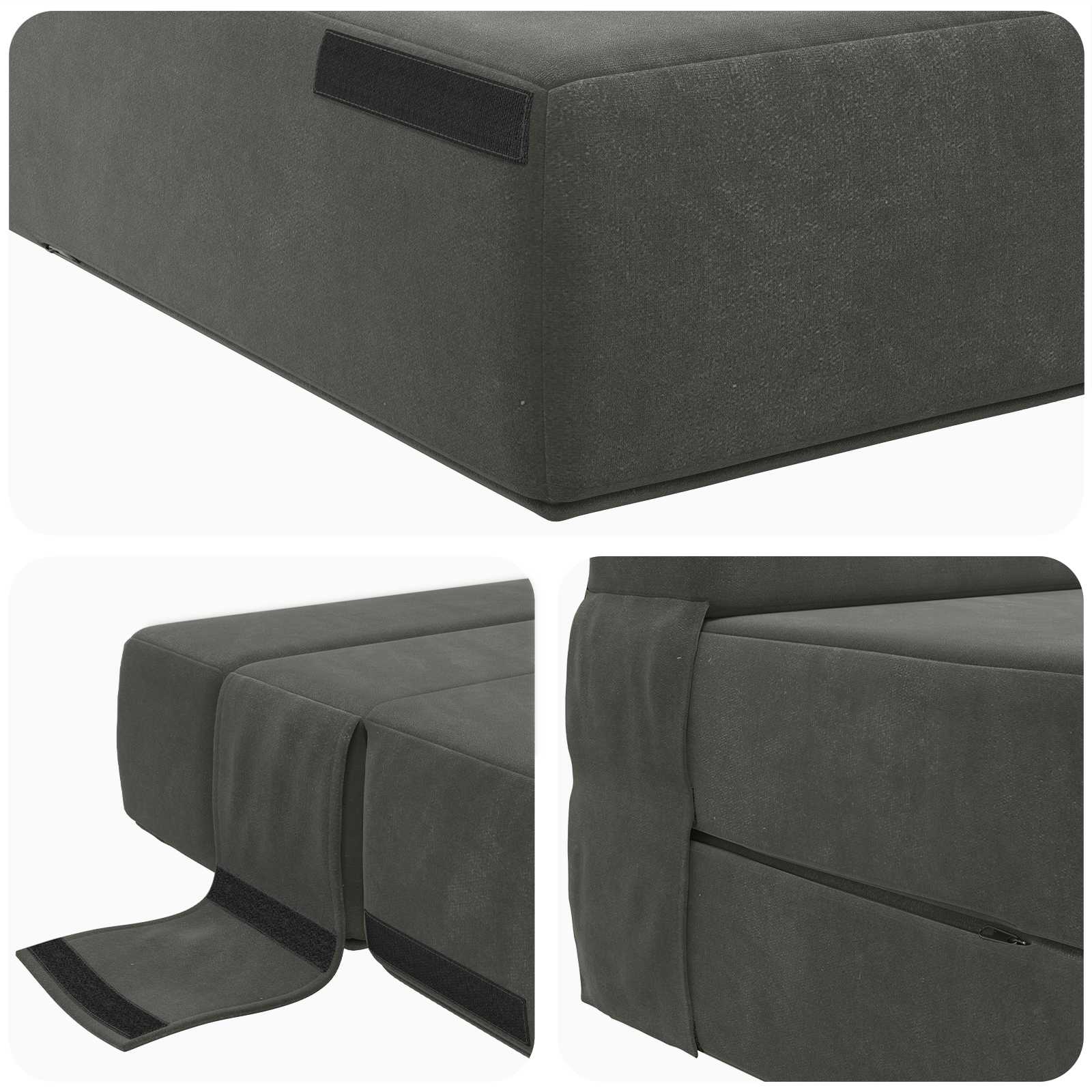 Zložljiva sedežna postelja Temno siva 190 x 100 x 15 cm Žamet - slika 5