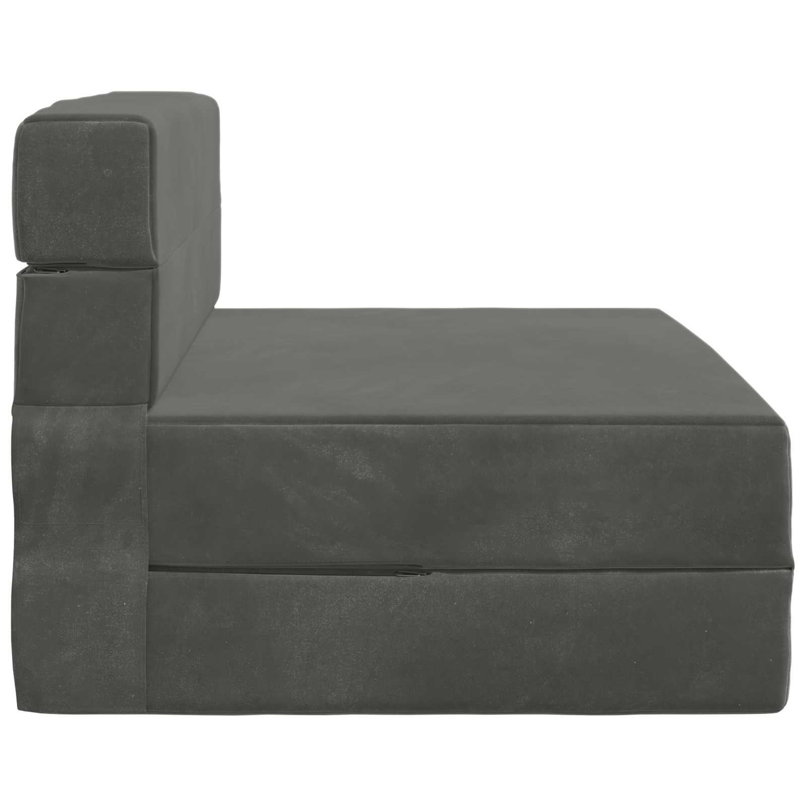 Zložljiva sedežna postelja Temno siva 190 x 100 x 15 cm Žamet - slika 3