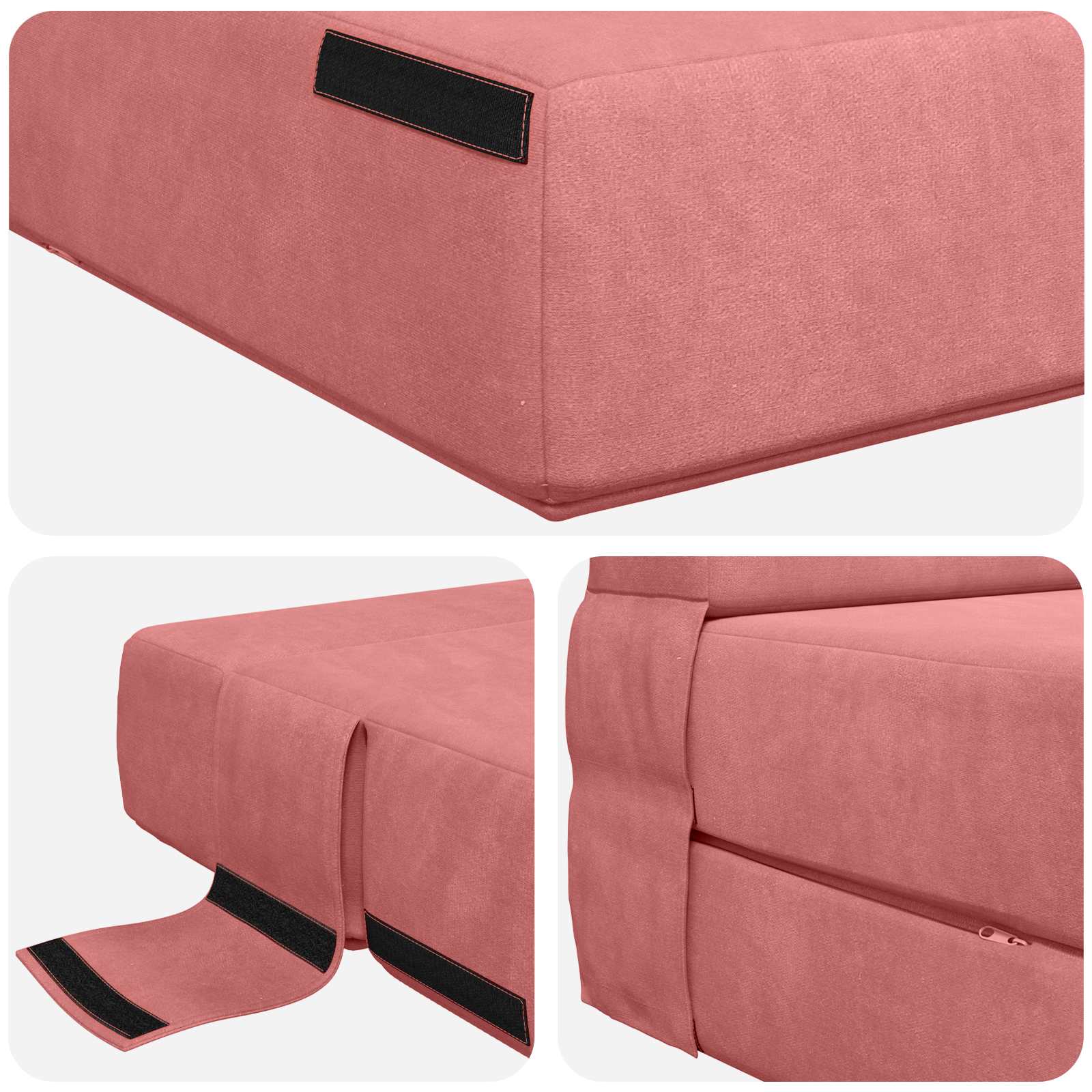 Skládací pohovka postel Růžová 100 x 80 x 60 cm Textil - obrázek 6