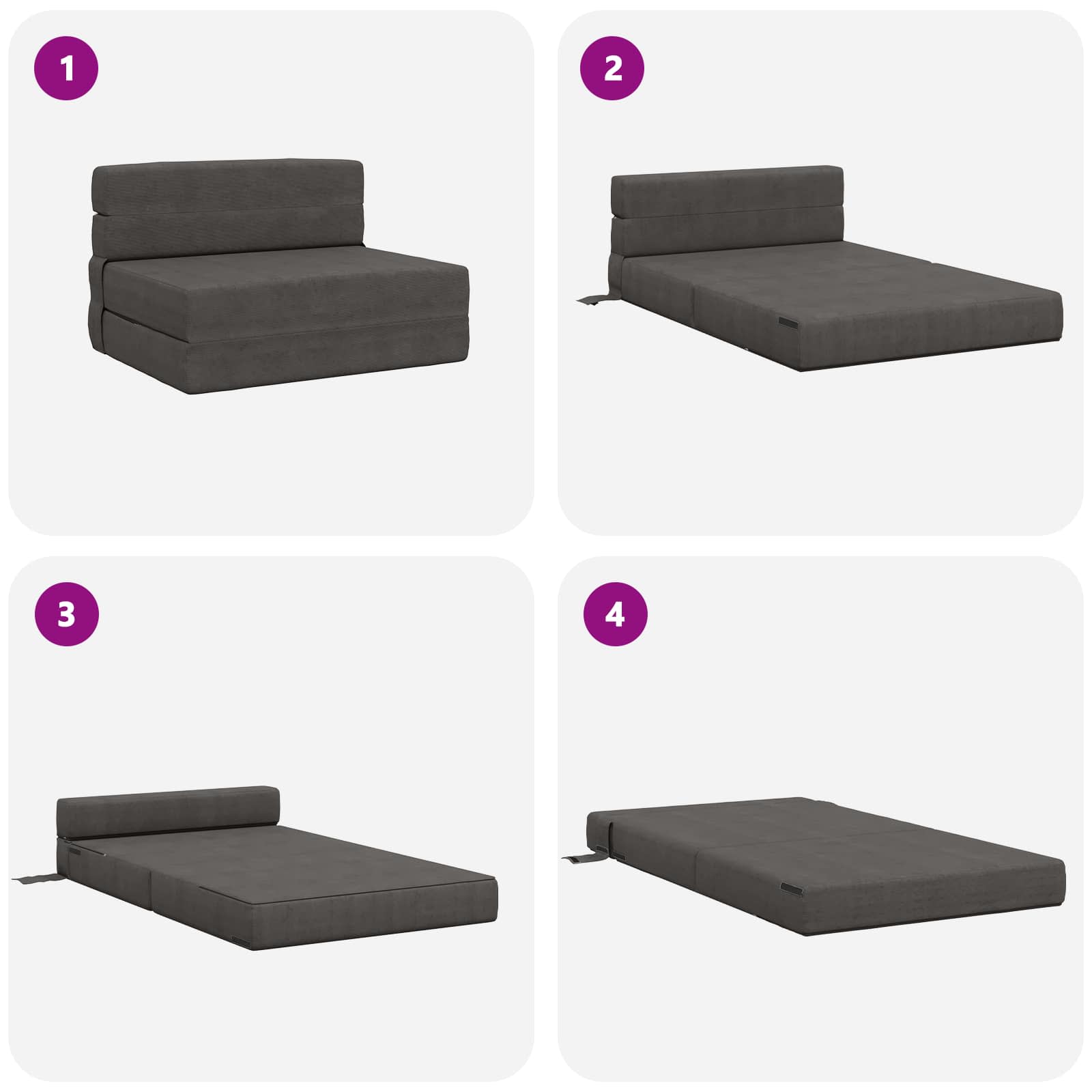 Zložljiva sedežna postelja Temno siva 190 x 100 x 15 cm - slika 6