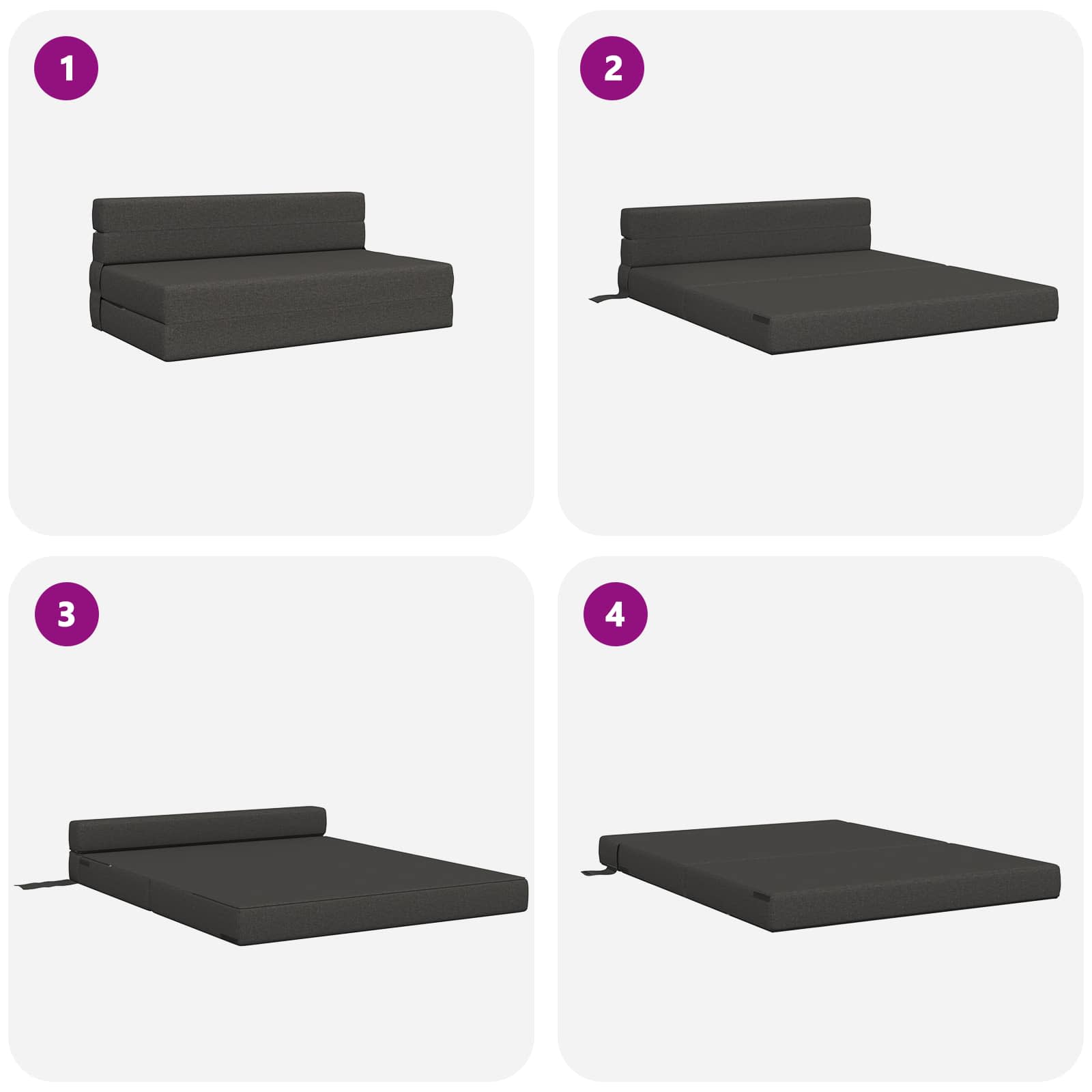 Zložljiva sedežna postelja Temno siva 203 x 152 x 15 cm blago - slika 6