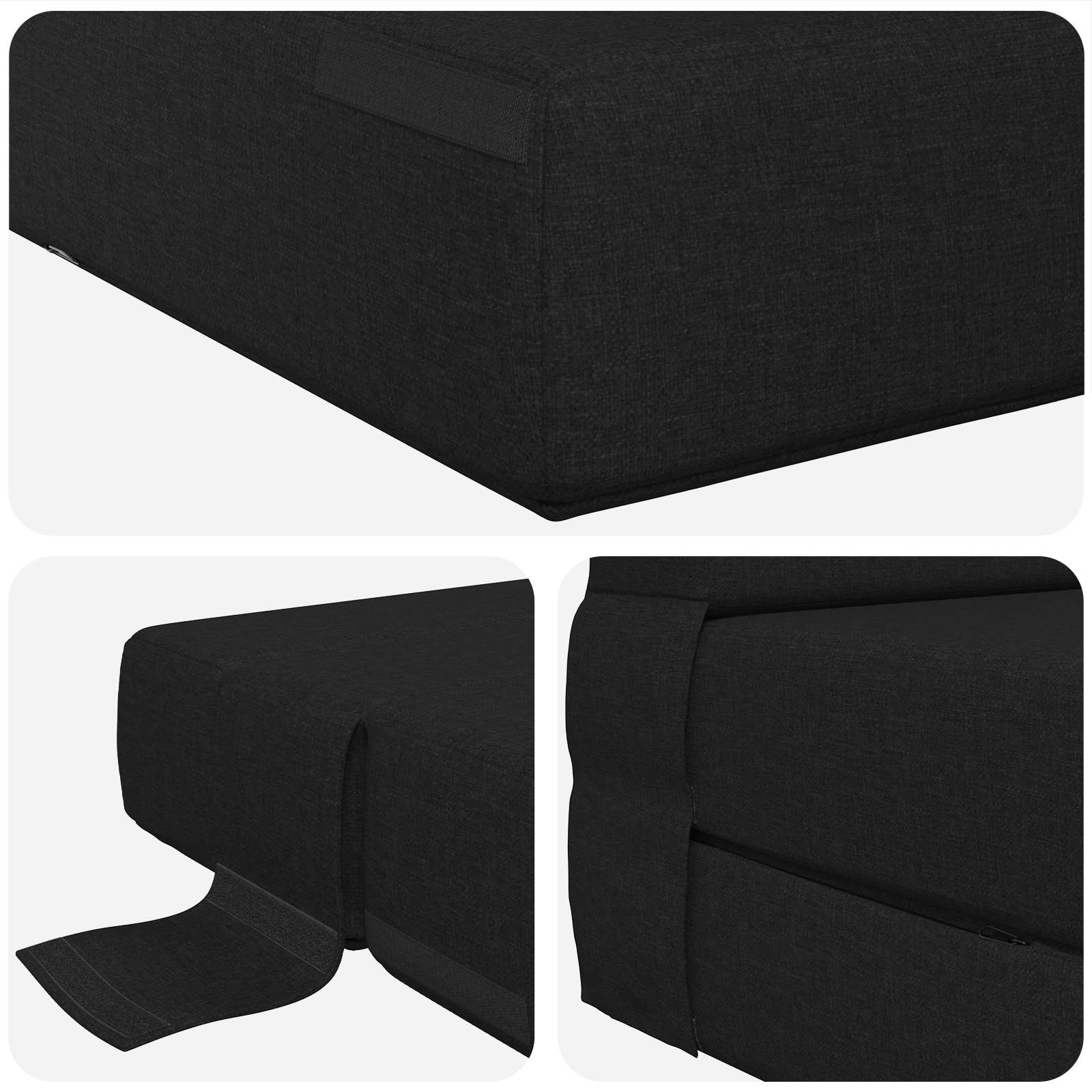 Zložljiva sedežna postelja Črna 203 x 152 x 15 cm blago - slika 5