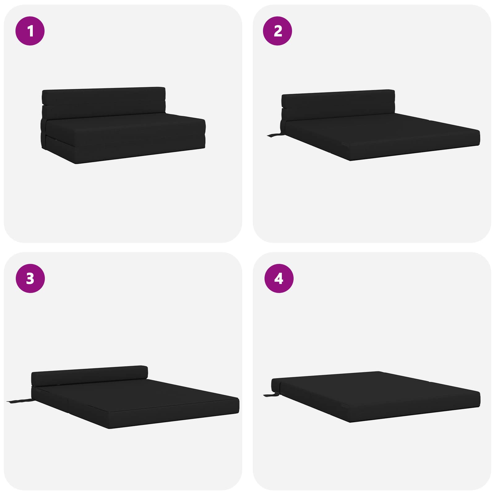 Zložljiva sedežna postelja Črna 203 x 152 x 15 cm blago - slika 6