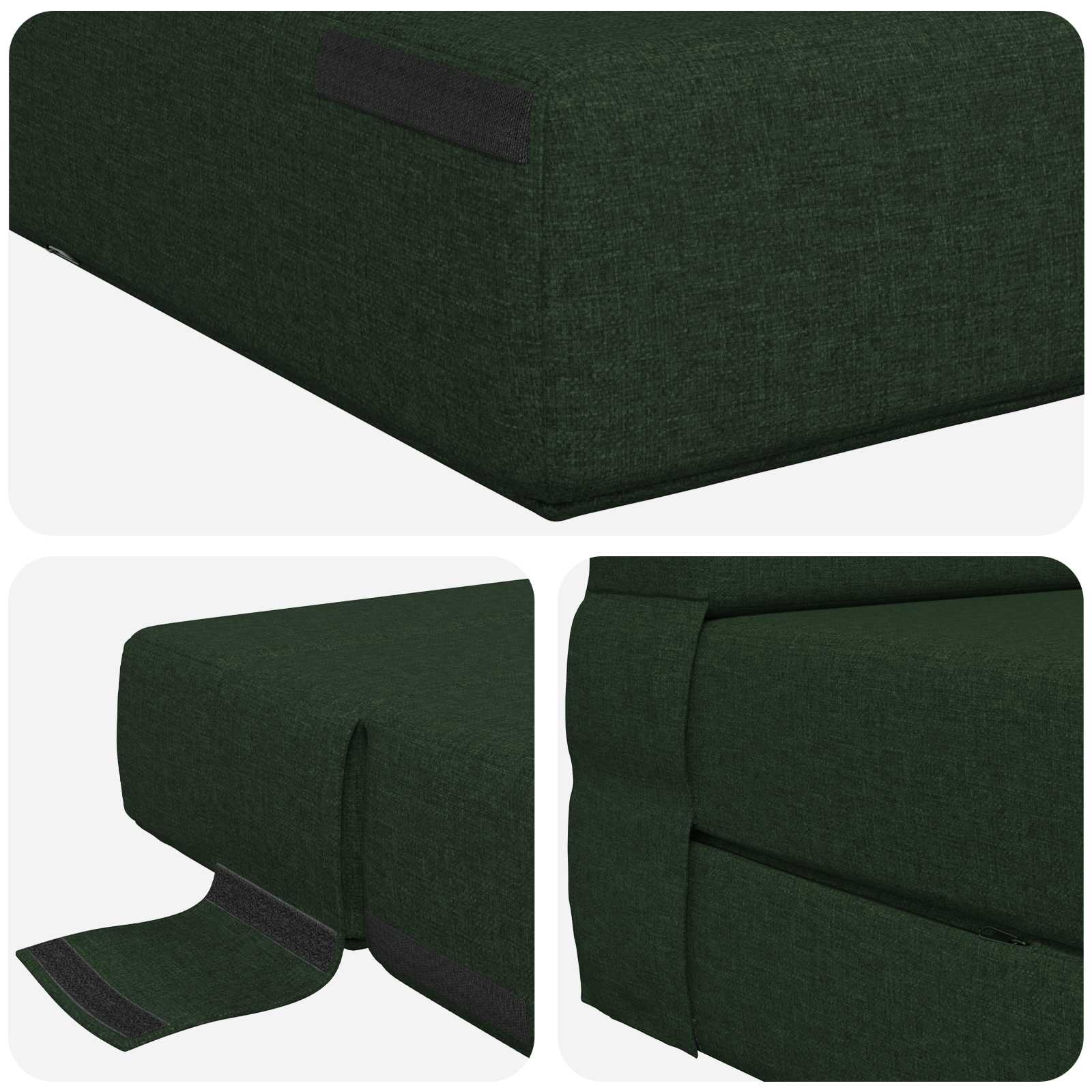 Zložljiva sedežna postelja Temno zelena 203 x 152 x 15 cm blago - slika 5