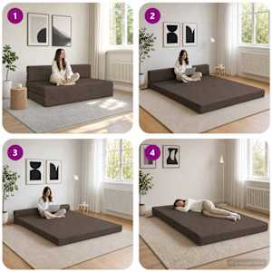 Skládací pohovka postel Taupe 152 x 86,5 x 60 cm Textil - obrázek 8