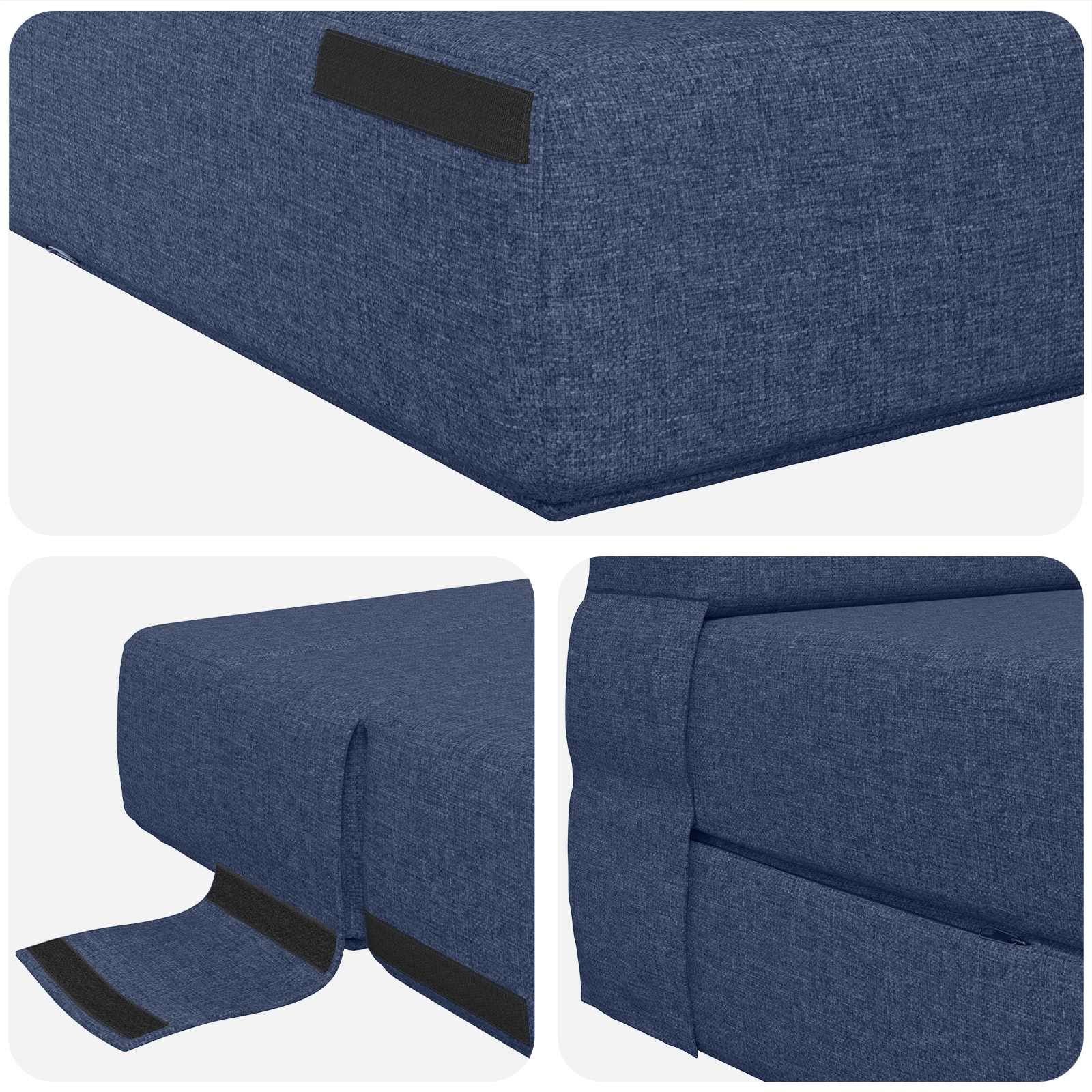 Zložljiva sedežna postelja Modra 203 x 152 x 15 cm blago - slika 5