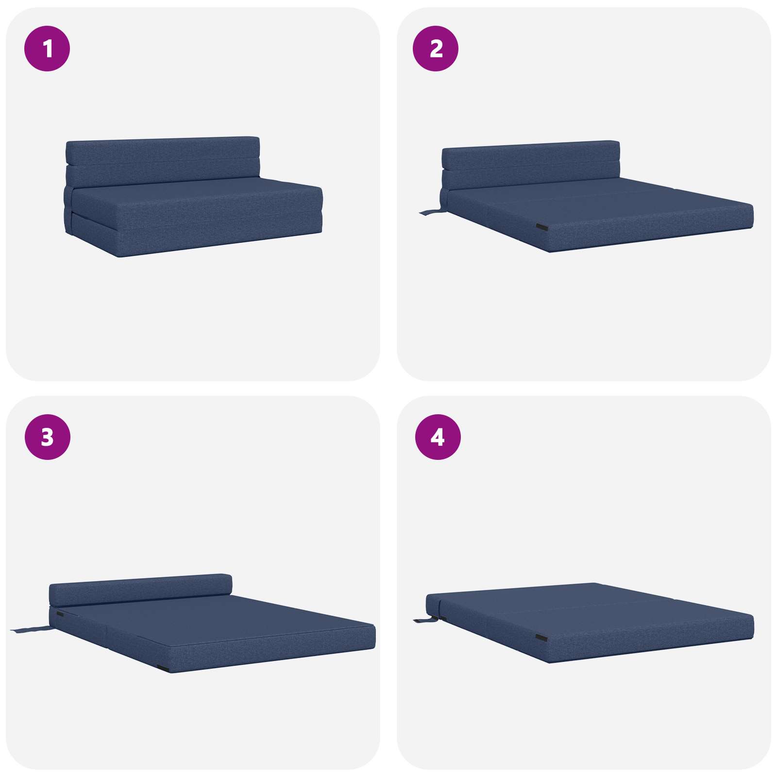 Zložljiva sedežna postelja Modra 203 x 152 x 15 cm blago - slika 6