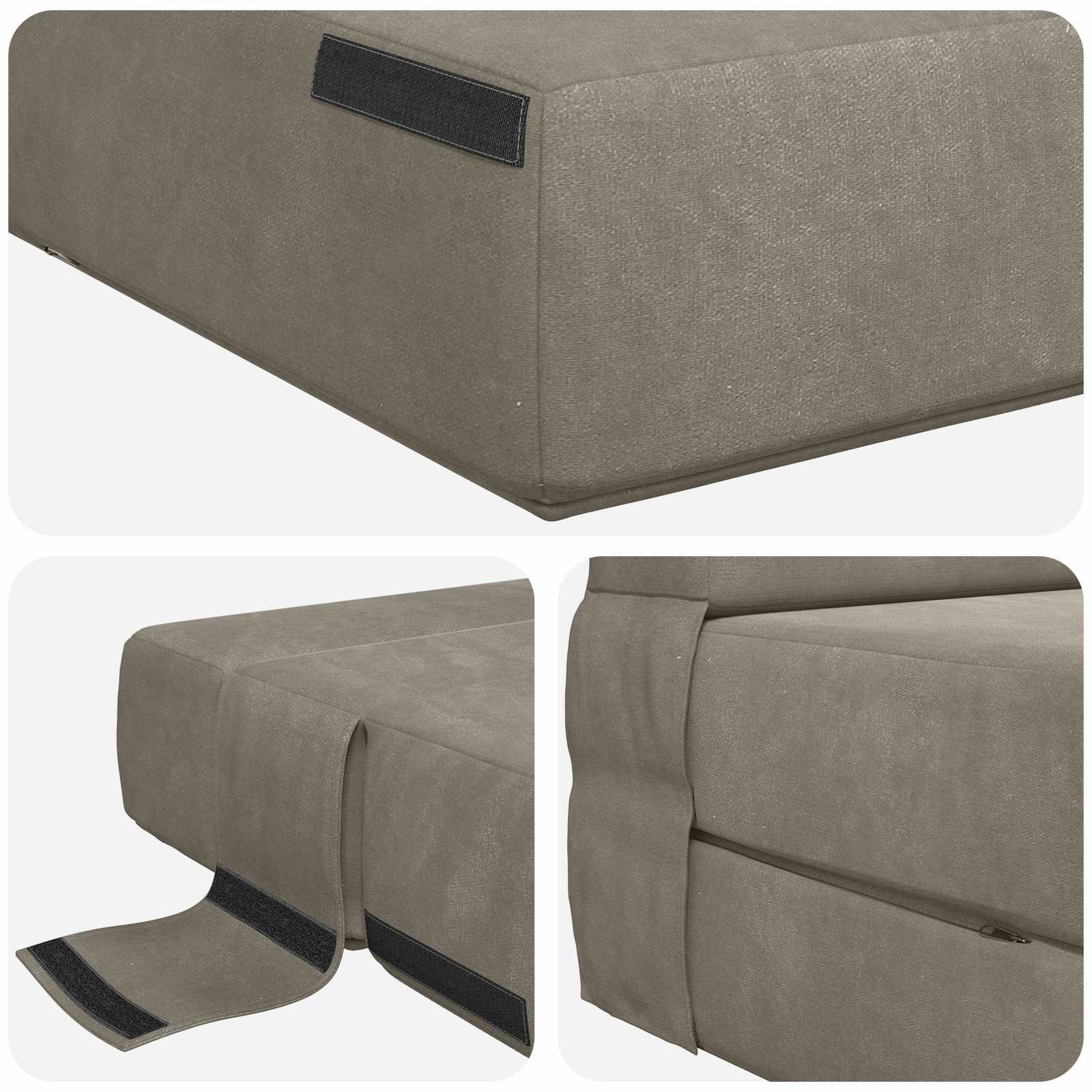 Zložljiva sedežna postelja Svetlo siva 203 x 152 x 15 cm Žamet - slika 5