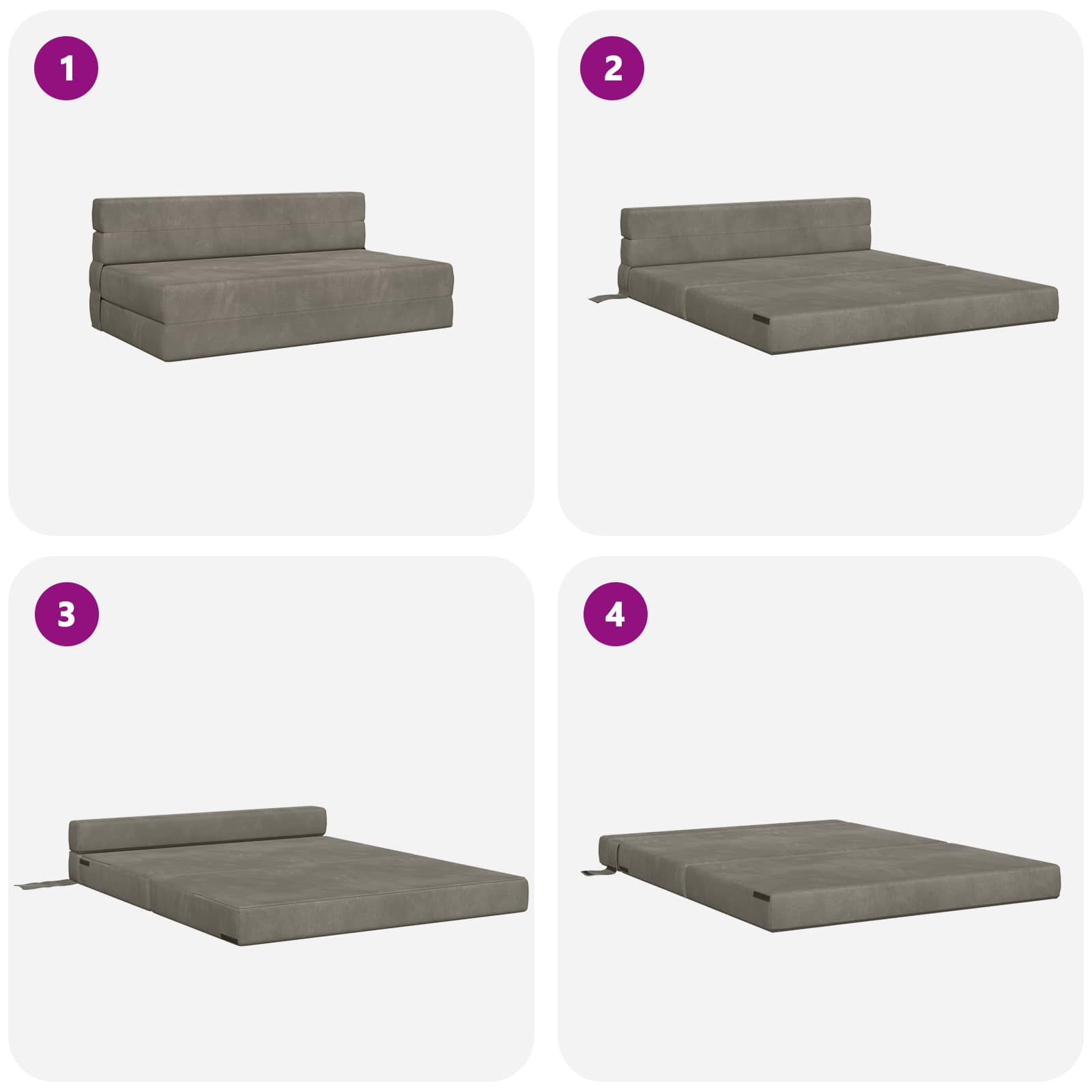 Zložljiva sedežna postelja Svetlo siva 203 x 152 x 15 cm Žamet - slika 6