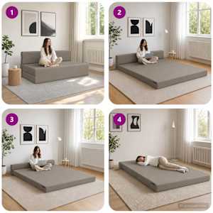 Skládací pohovka postel Světle šedá 152 x 86,5 x 60 cm Textil - obrázek 8