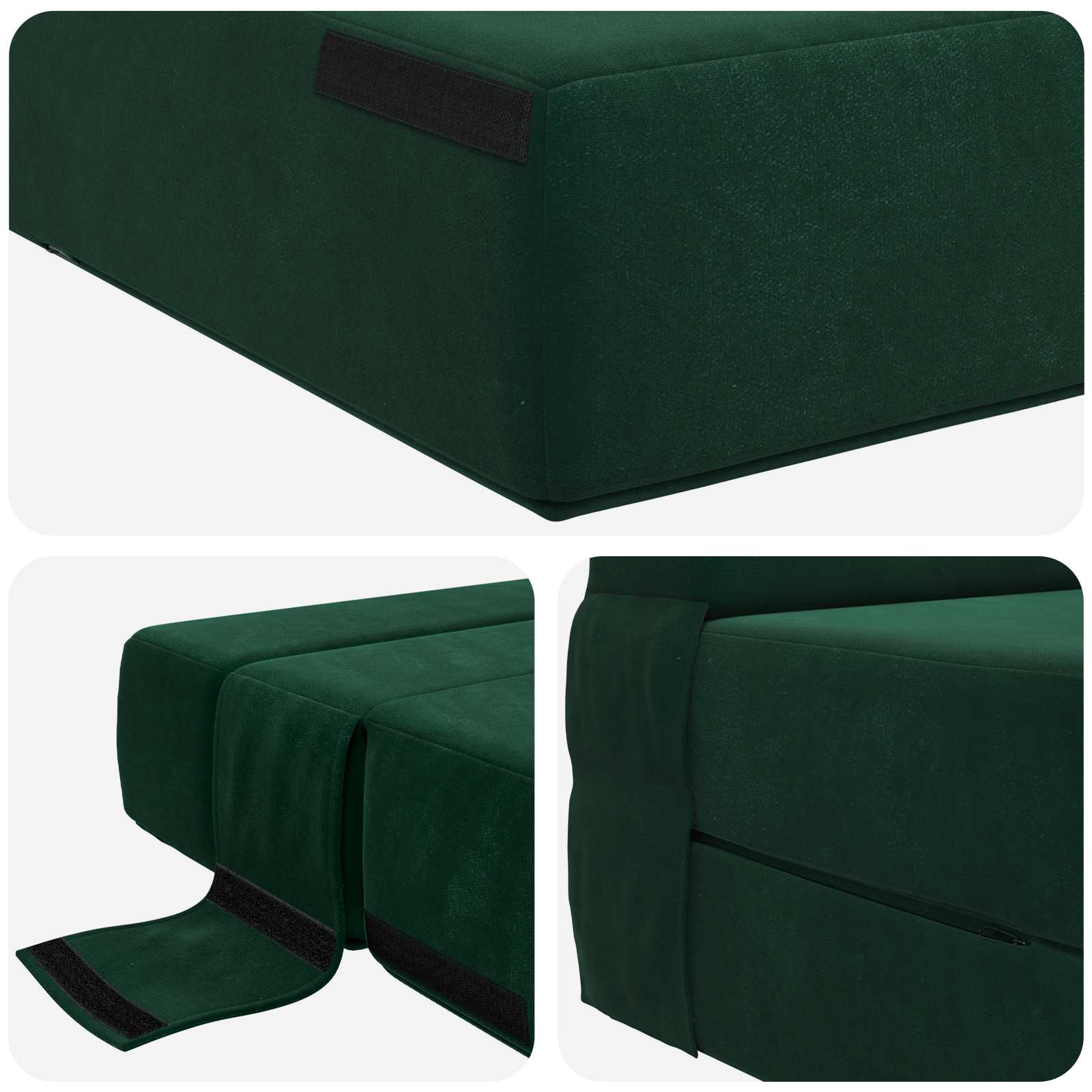 Zložljiva sedežna postelja Temno zelena 203 x 152 x 15 cm Žamet - slika 5