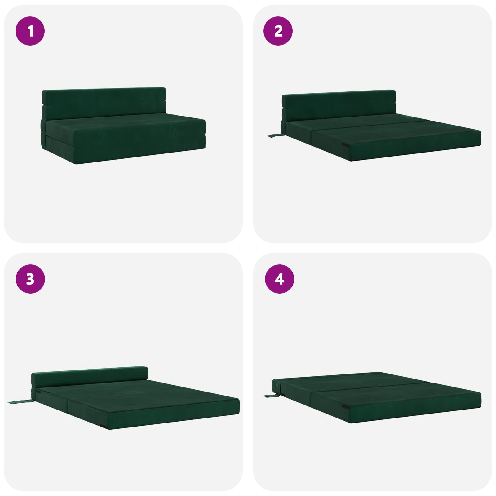 Zložljiva sedežna postelja Temno zelena 203 x 152 x 15 cm Žamet - slika 6