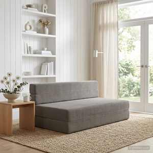 Skládací pohovka postel Světle šedá 152 x 86,5 x 60 cm Textil - obrázek 1
