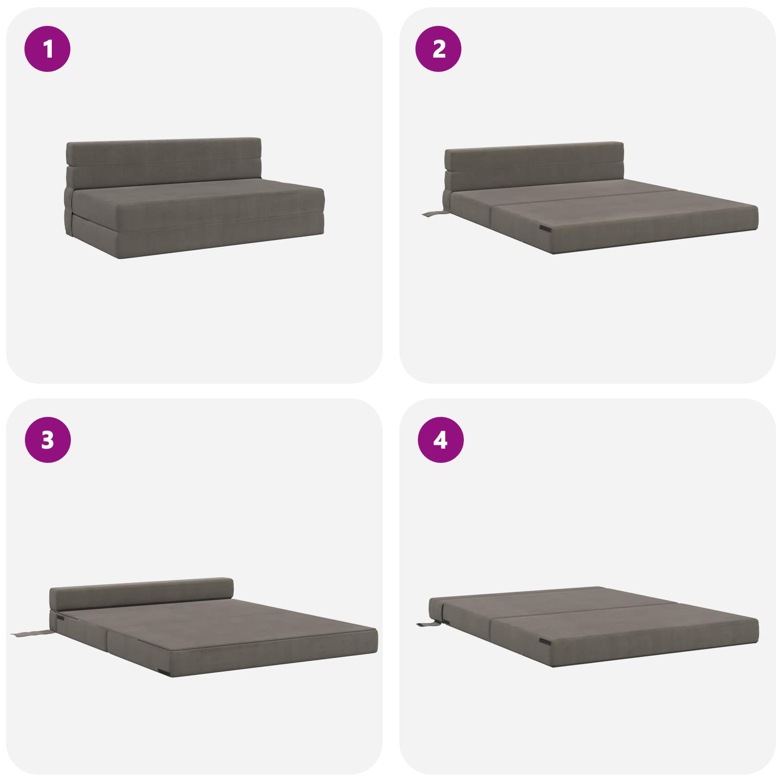 Zložljiva sedežna postelja Svetlo siva 203 x 152 x 15 cm - slika 6