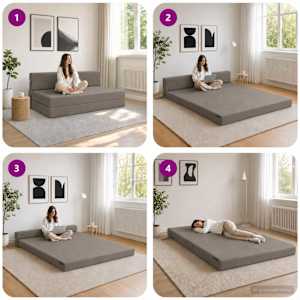 Skládací pohovka postel Světle šedá 152 x 86,5 x 60 cm Textil - obrázek 8