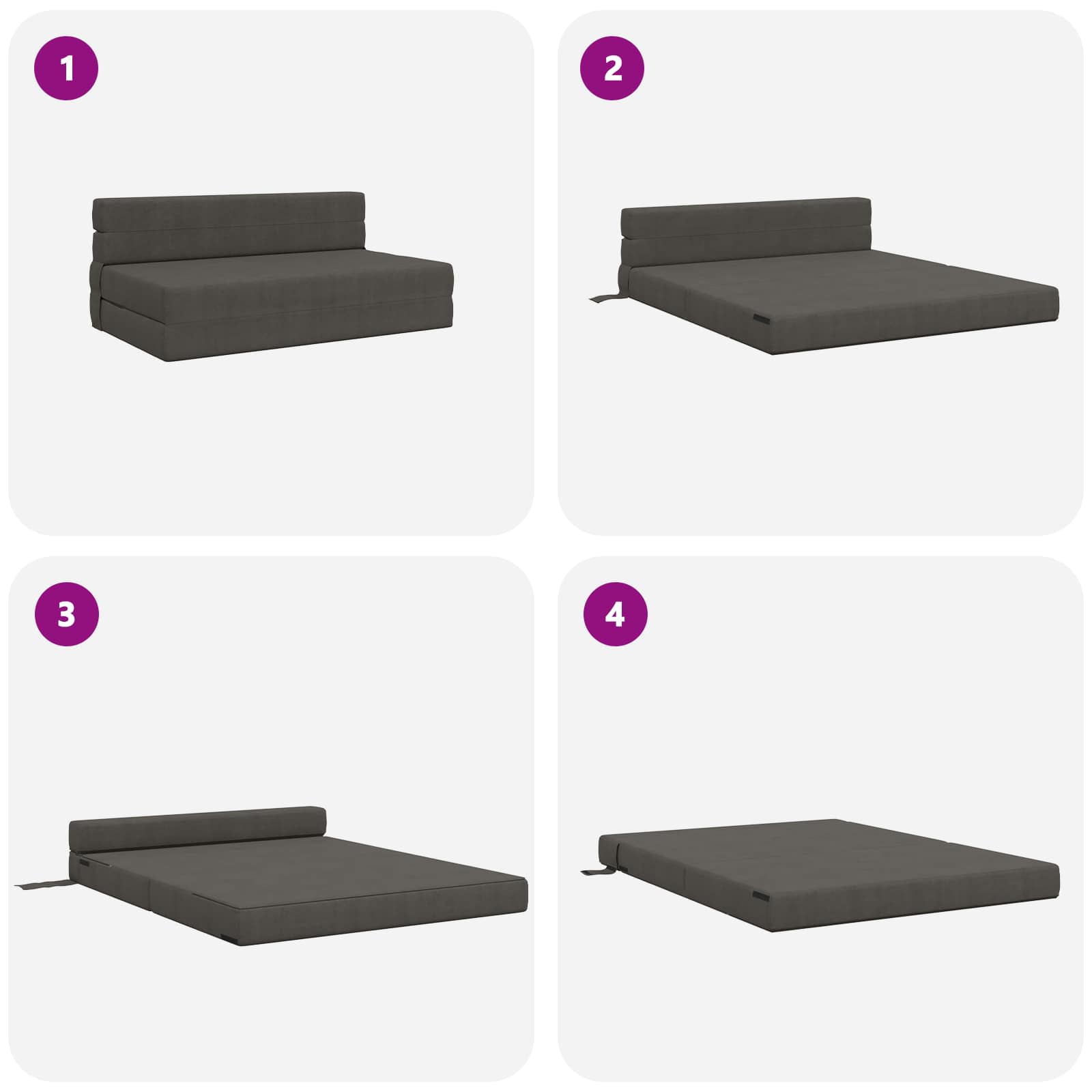 Zložljiva sedežna postelja Temno siva 203 x 152 x 15 cm - slika 6