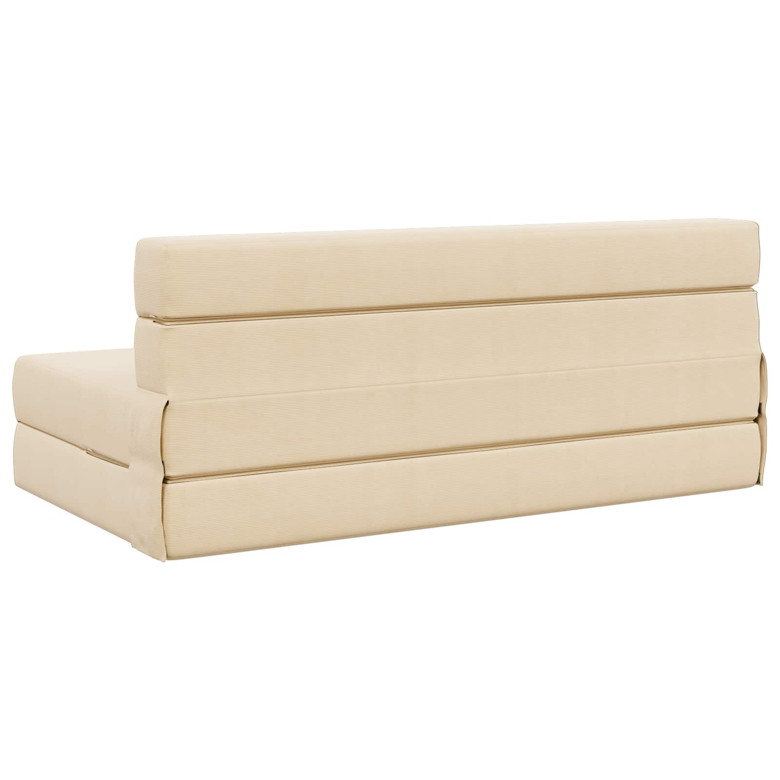 Zložljiva sedežna postelja krema 203 x 152 x 15 cm - slika 4