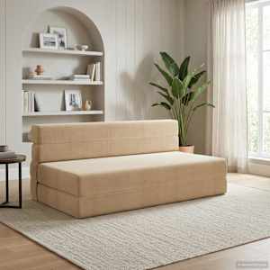 Zložljiva sedežna postelja Svetlo zelena siva 203 x 152 x 15 cm