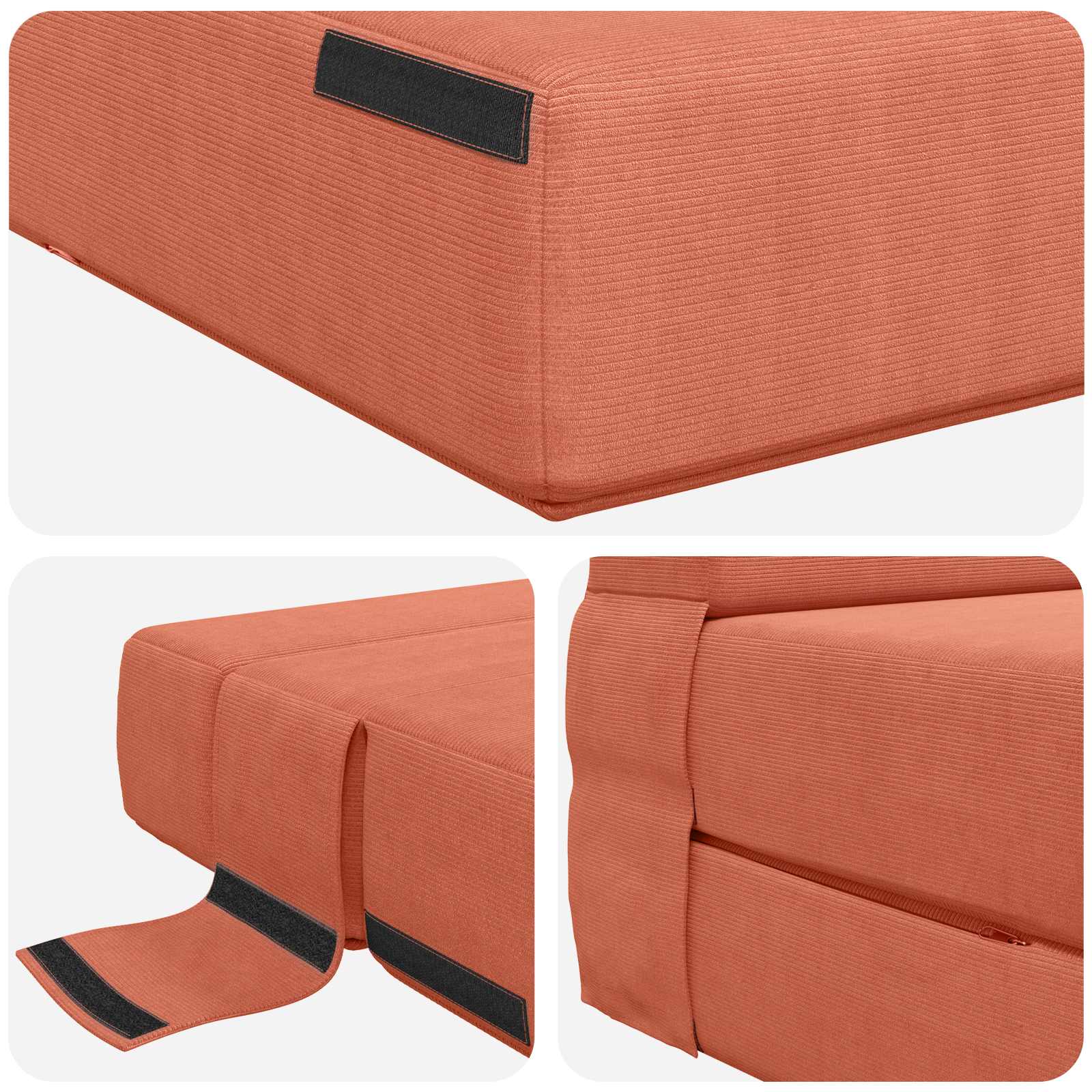 Zložljiva sedežna postelja Rdeče oranžna 203 x 152 x 15 cm - slika 5